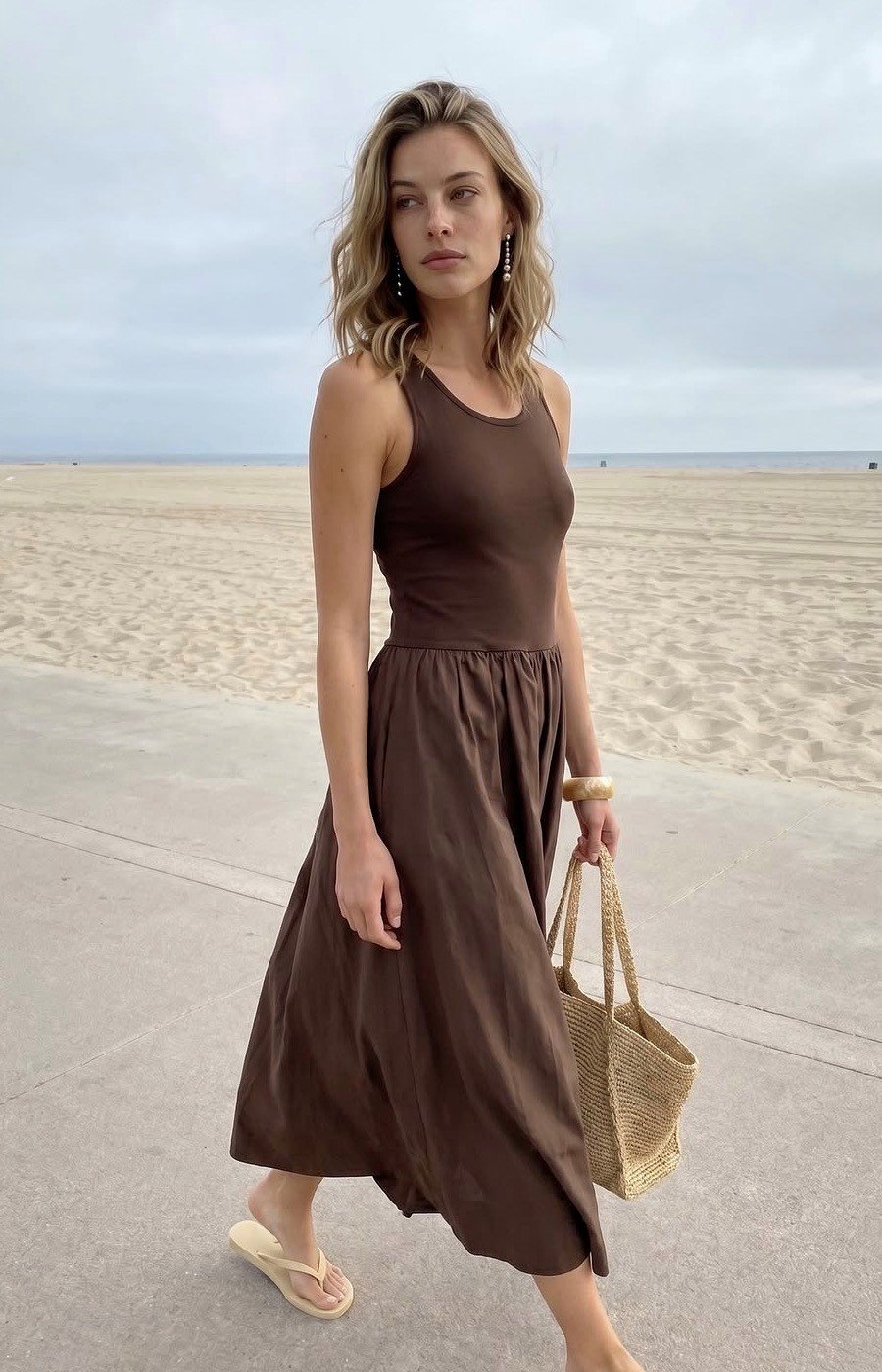 Minus Midi Dress in Chocolate Brown