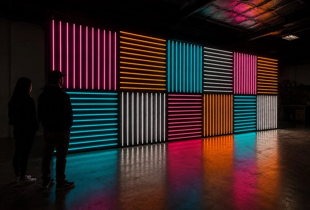 Custom neon event backdrop installation