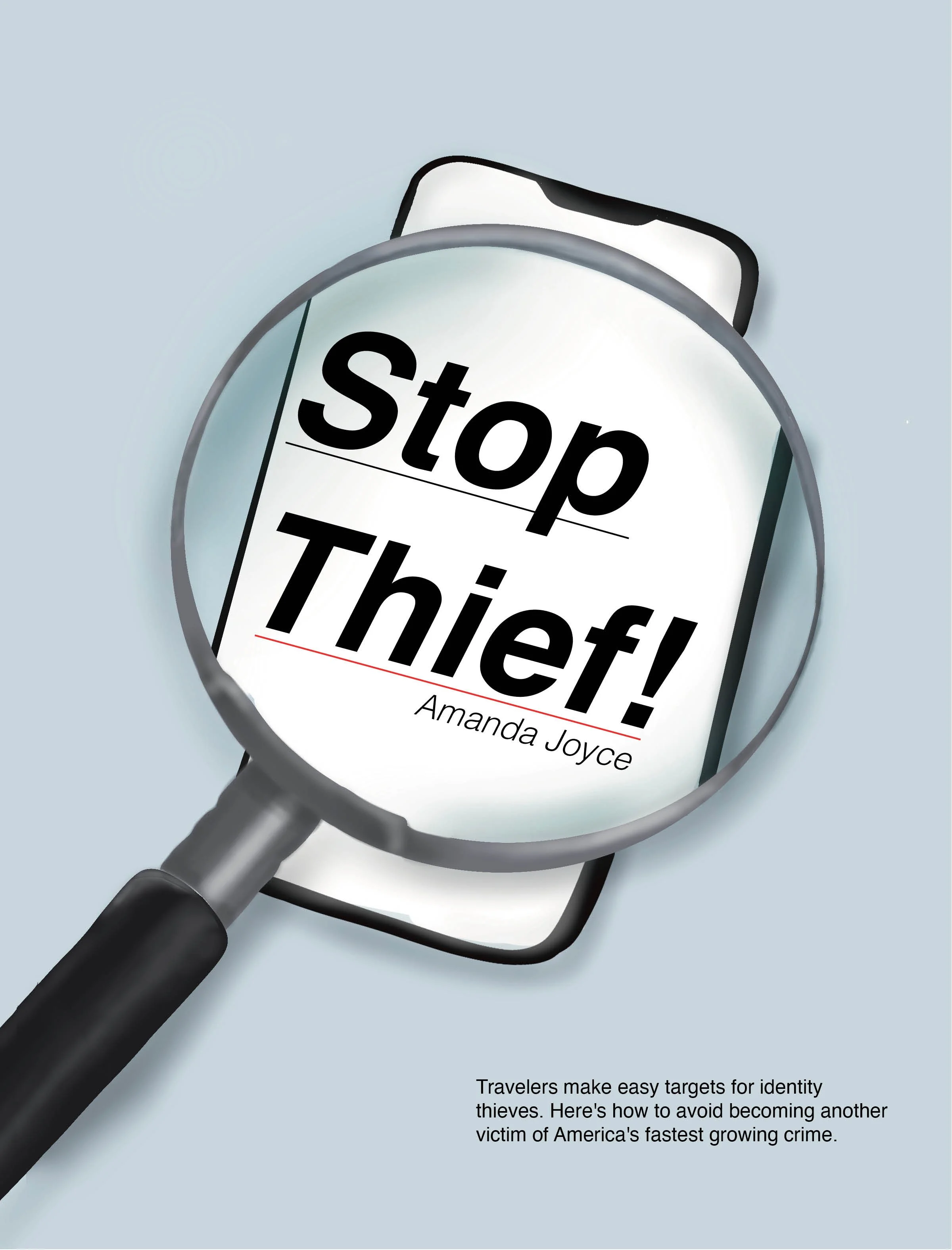 Magazine article design using an article about online identity theft in Australia (Spread 1, Page 1)