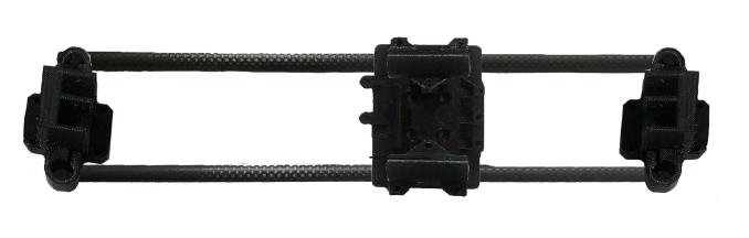 X axis full assembly - Joiners, carrier and rods attached together.