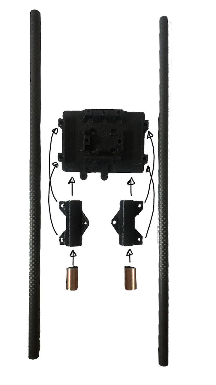 X axis - This carries the extruder along the carbon fibre extrusion. To ensure smooth movement along the tubing it had to be sanded until the bearing could slide down smoothly.