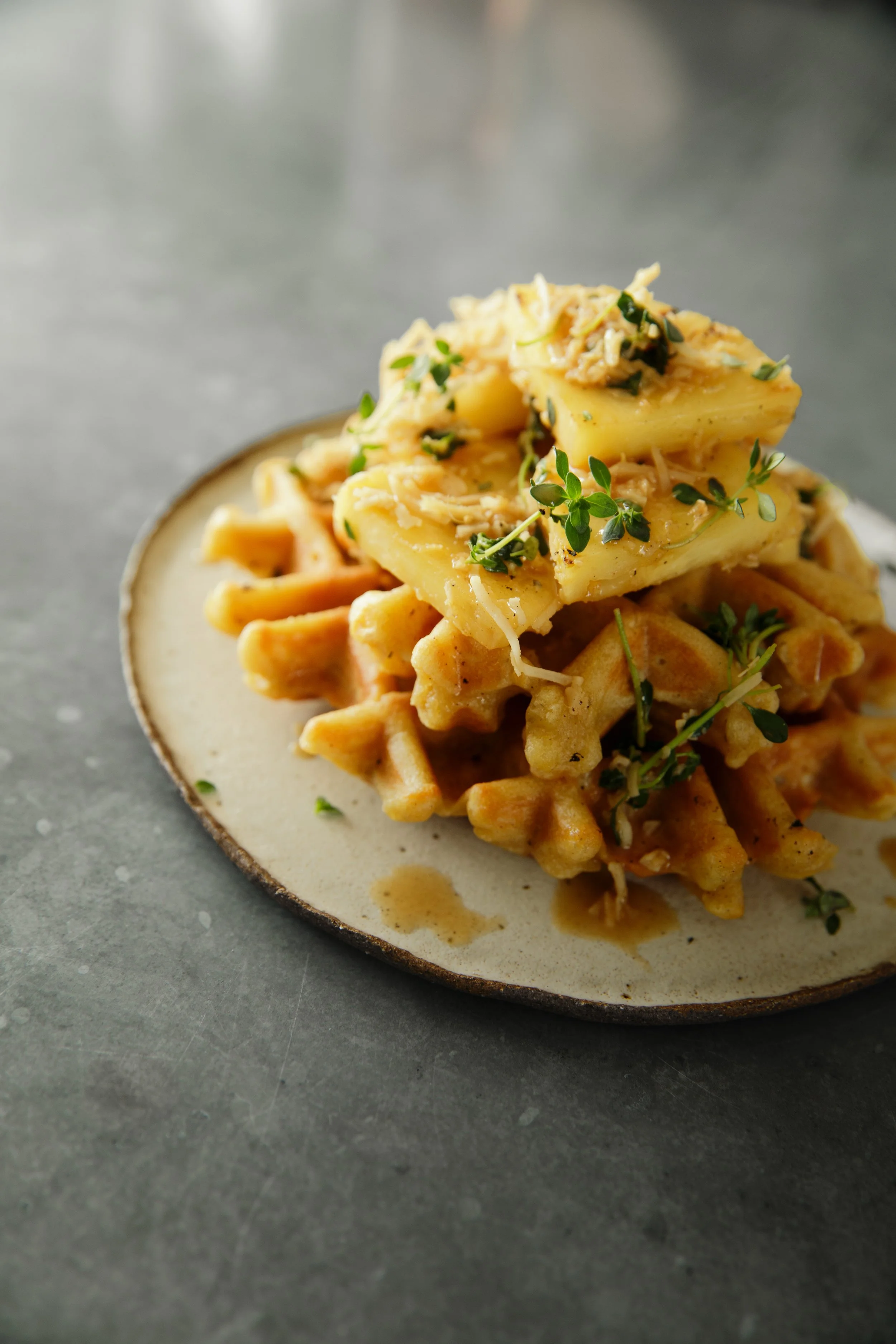 Pineapple coconut waffles