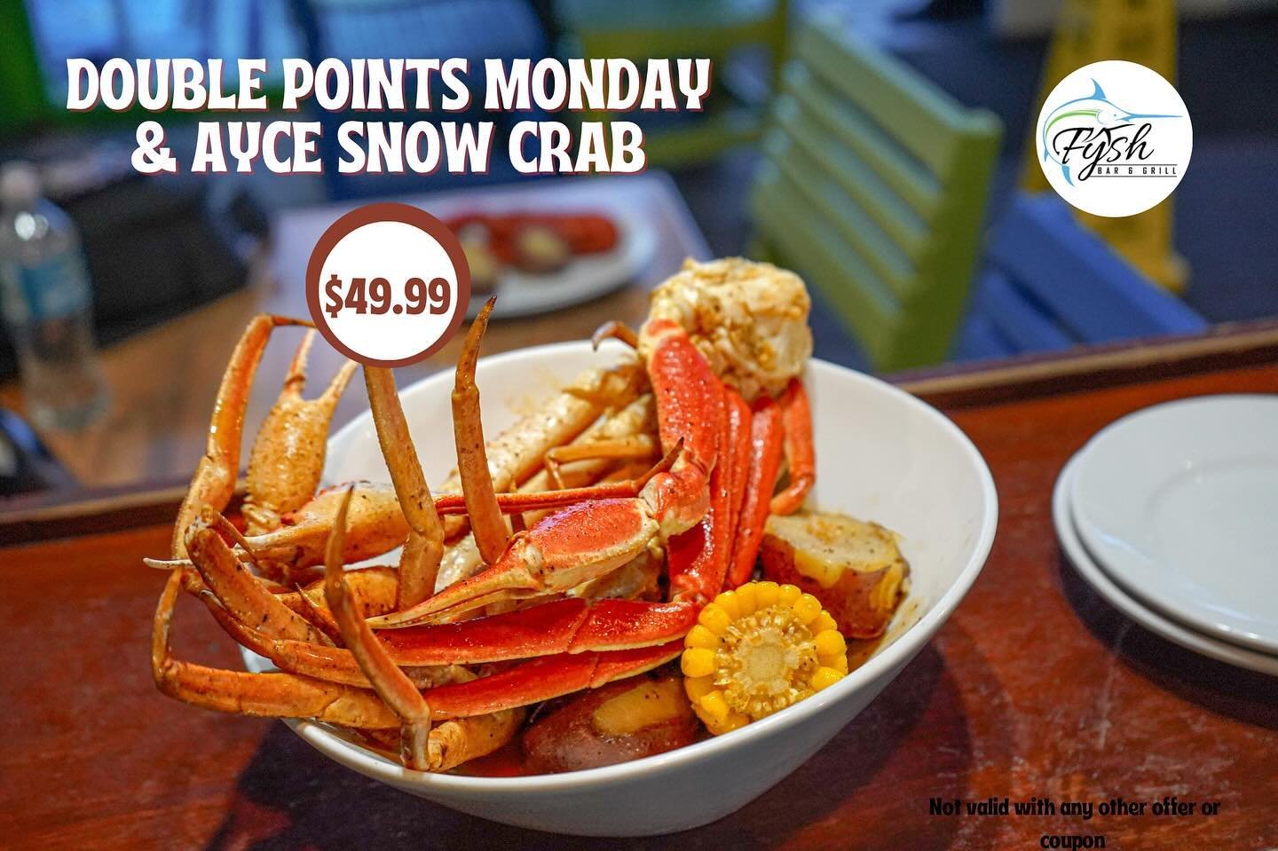 Enjoy our AYCE Snow Crab &amp; earn double your rewards points every Monday!