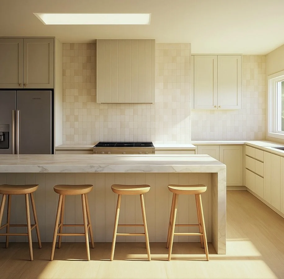 &bull; BROOKE / UNDER CONSTRUCTION &bull; this project aims to open up a previously dark, dated and closed off kitchen to create a social entertaining zone for this much loved family holiday house in Blairgowrie. 
&bull;
Above, an experimental AI gen