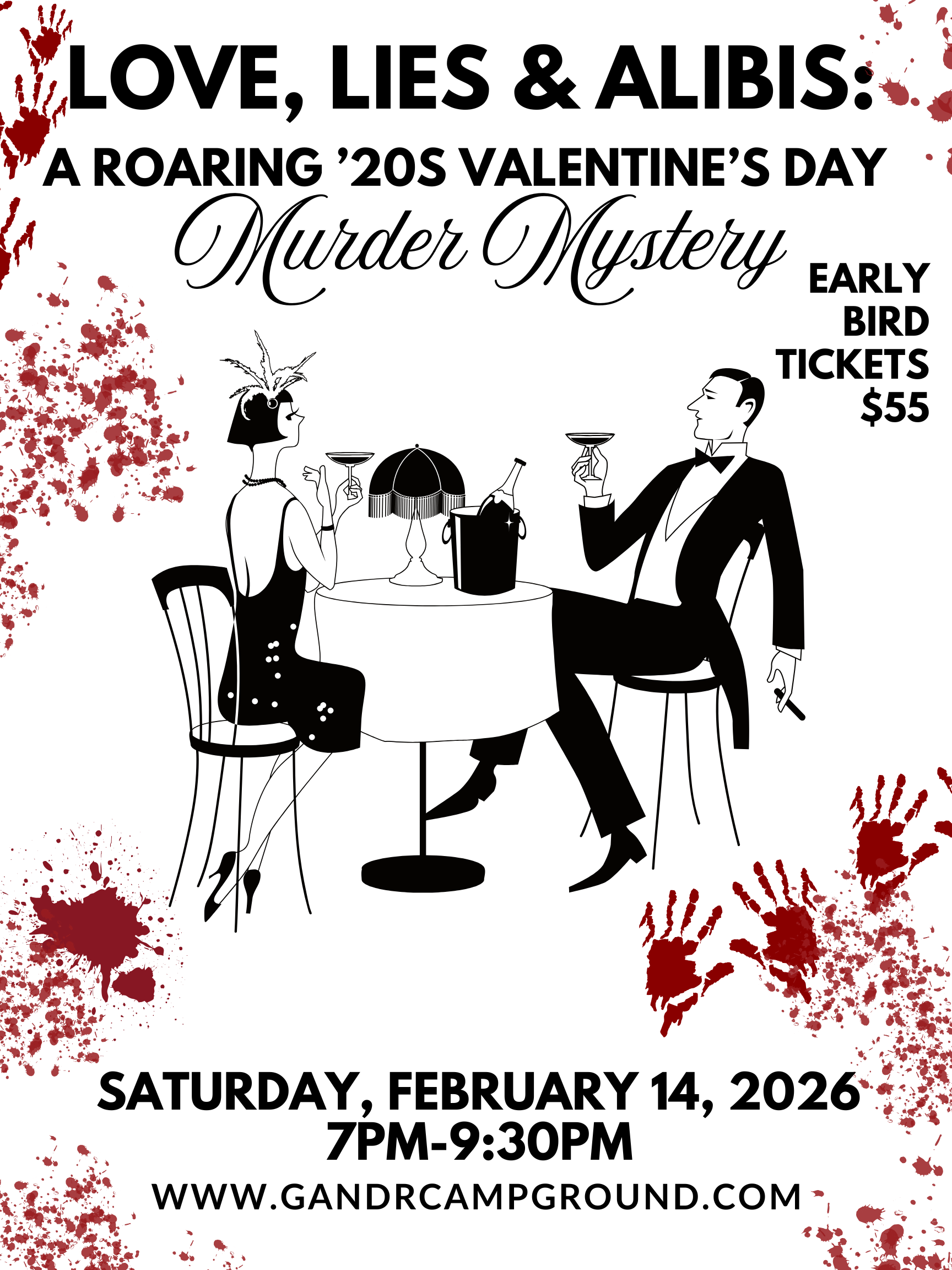 Table of 8 -Love, Lies & Alibis: A Roaring ’20s Valentine’s Day Murder Mystery Dinner (Copy)