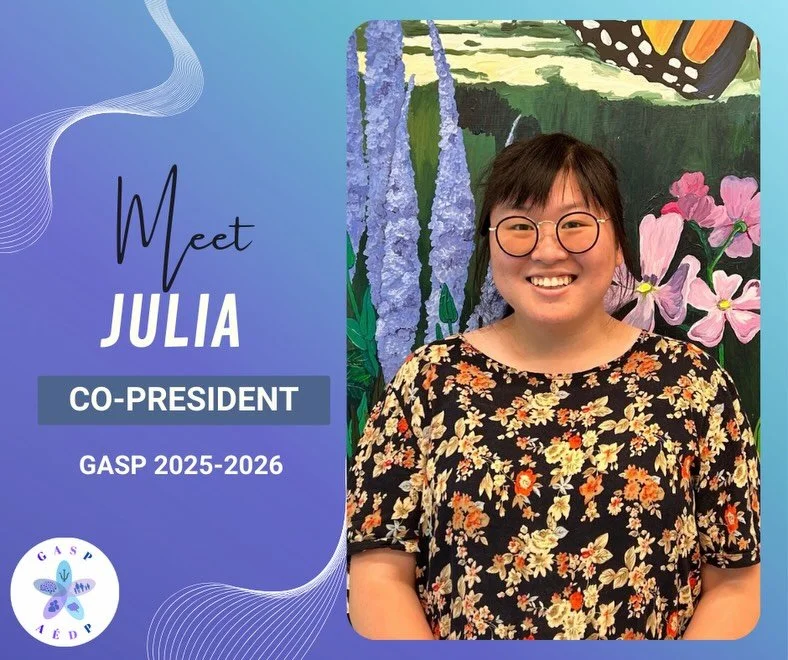 ✨ Meet the GASP team! ✨
Julia is one of our Co-Presidents! In her role, she acts as the official representative and supervisor of the organization. She attends School Council, Management, and Space Committee meetings, ensuring that graduate student p