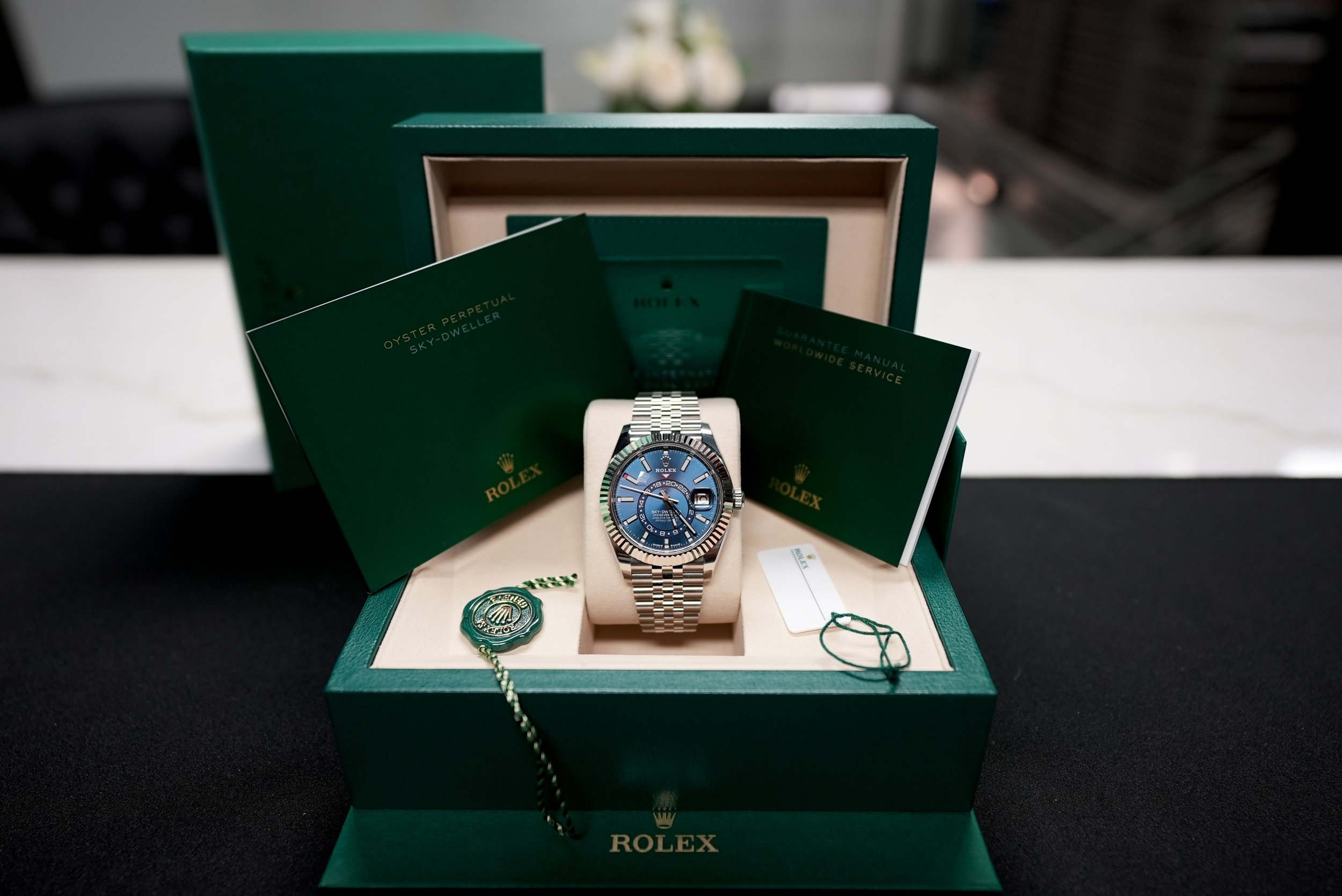 Rolex Sky-Dweller 42mm Ref. 336934 Warranty Card: 02/18/2026 | Condition: Excellent – Lightly Pre-Owned Complete Set $24,800