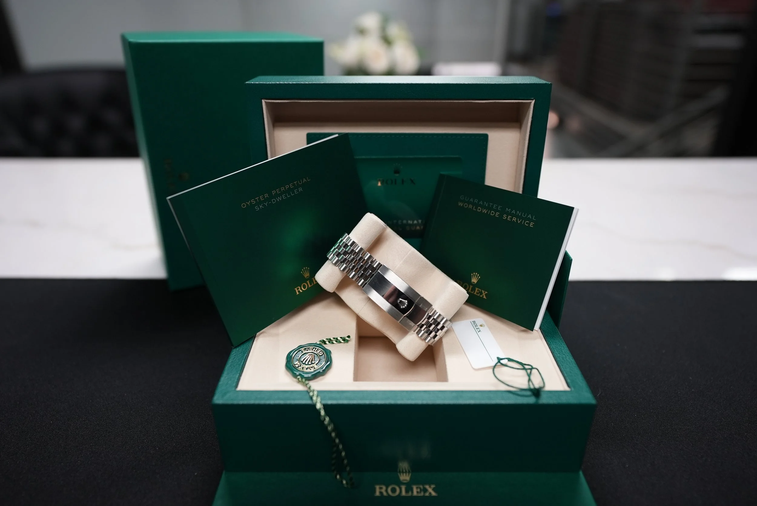Rolex Sky-Dweller 42mm Ref. 336934 Warranty Card: 02/18/2026 | Condition: Excellent – Lightly Pre-Owned Complete Set $24,800