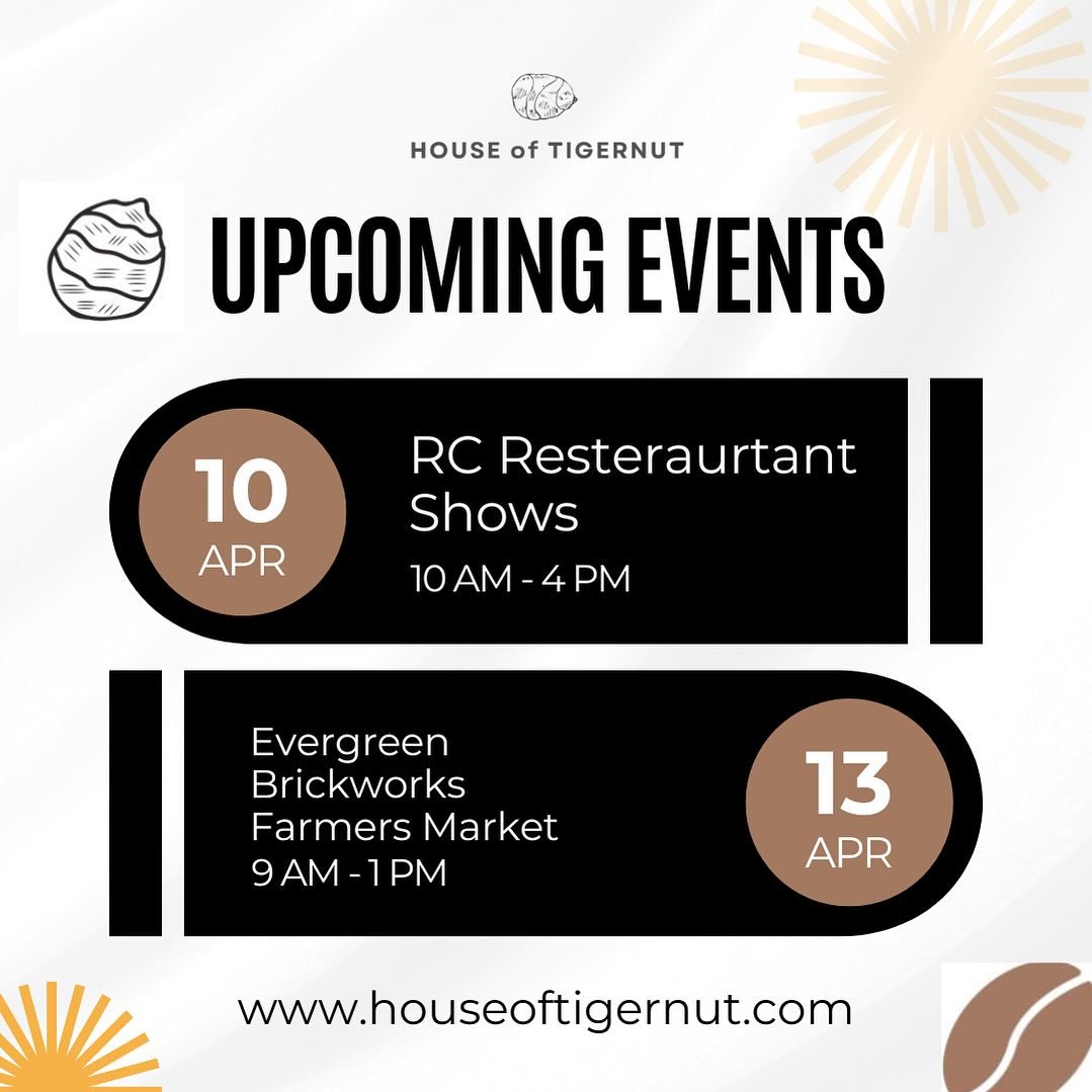 Hey there!&nbsp;
Join us at the RC Restaurant Show on April 10, 2024, as we showcase our delicious TigerNut products!&nbsp;&nbsp;Whether you&rsquo;re a foodie, a health enthusiast, or just love tasty snacks, swing by our booth to discover the irresis