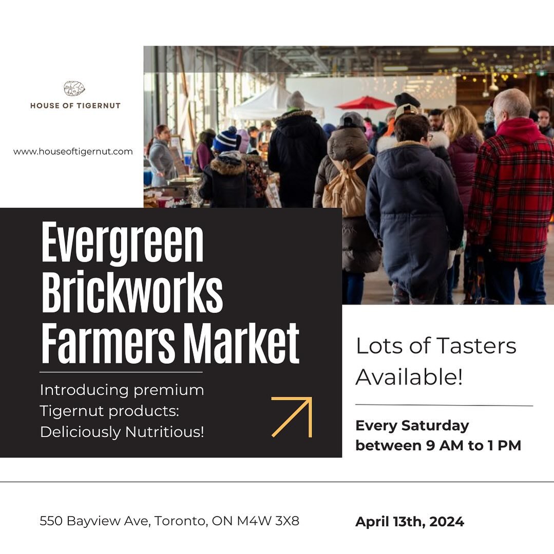 Exciting News!&nbsp;
Join us every Saturday from 9am to 1pm at Evergreen&rsquo;s Farmers&rsquo; Market for a taste of wholesome goodness!&nbsp;&nbsp;House of Tiger Nut is thrilled to be part of this vibrant community event, bringing you our finest se