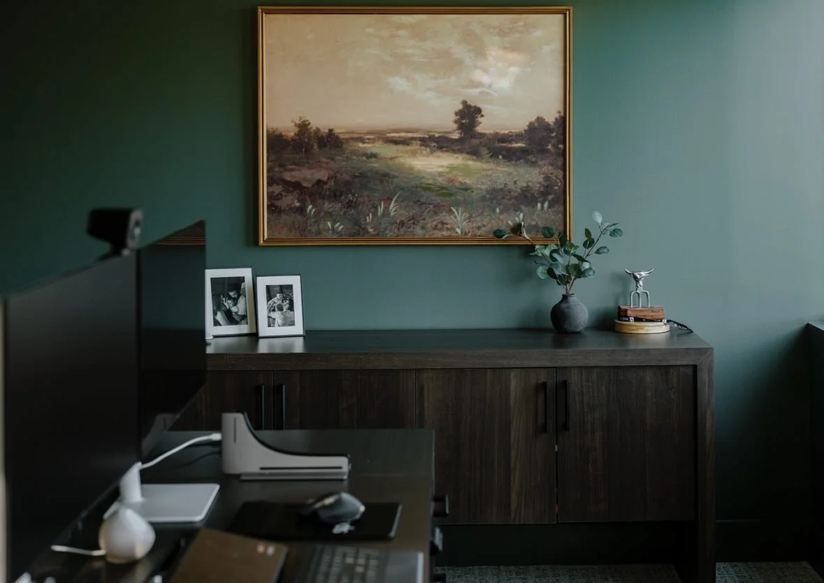 It&rsquo;s the office but make it cozy. 🌱 How do you like to feel in your workspace? We wanted to have the private offices at @spraytec_usa feel a bit more comfortable and serene compared to the entryway/open office area. These spaces have such grea