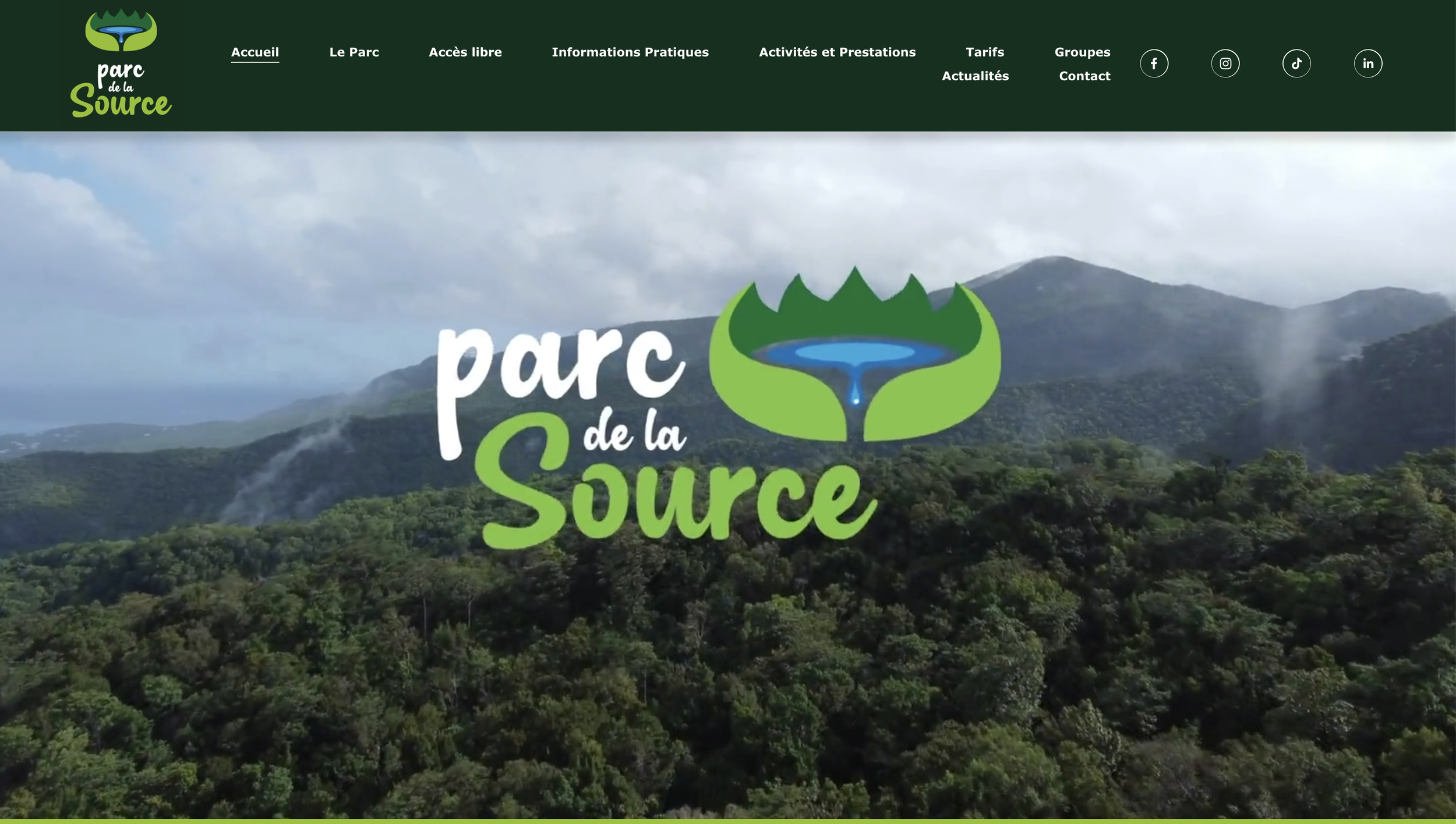 Accueil du Site web du Parc de La Source