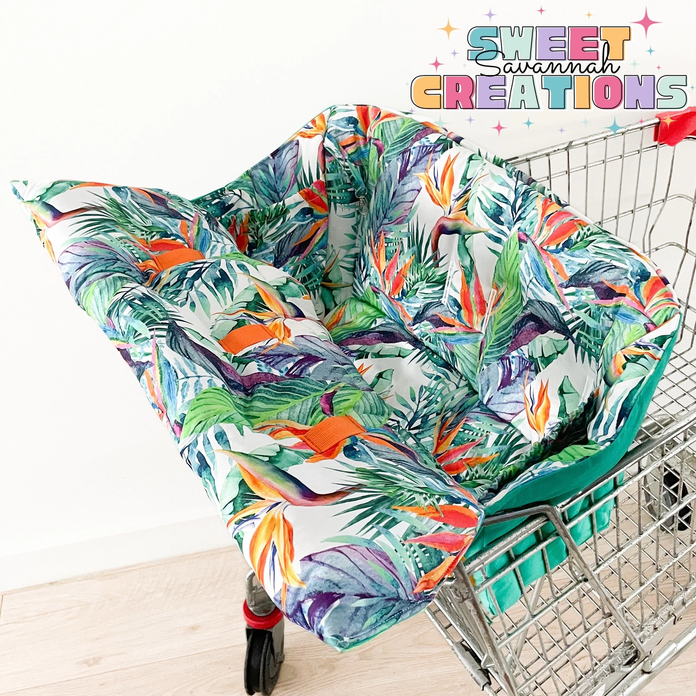 Birds Of Paradise - Shopping Trolley Seat Cover - Teal