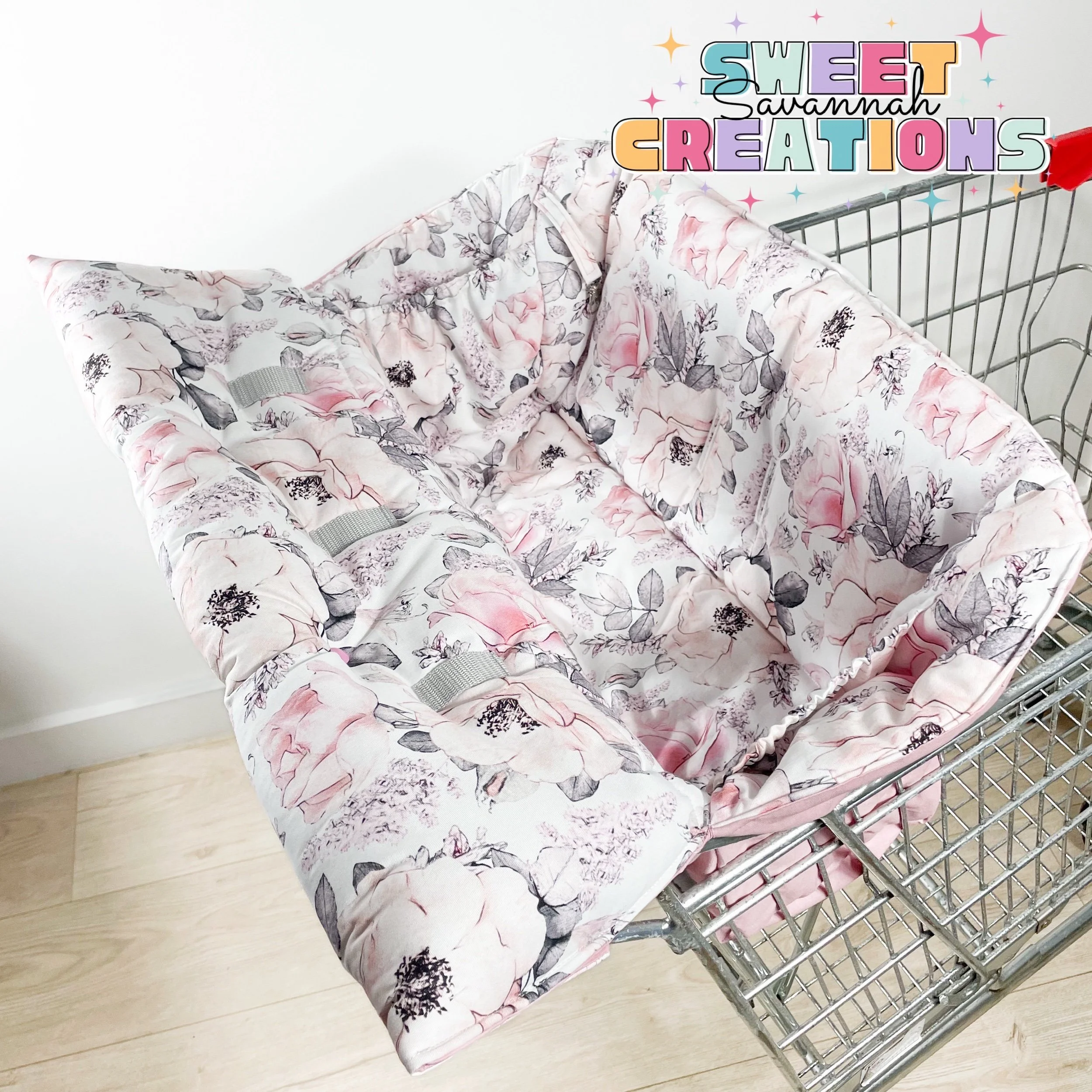 Flowers - Shopping Trolley Seat Cover - Dusty Pink