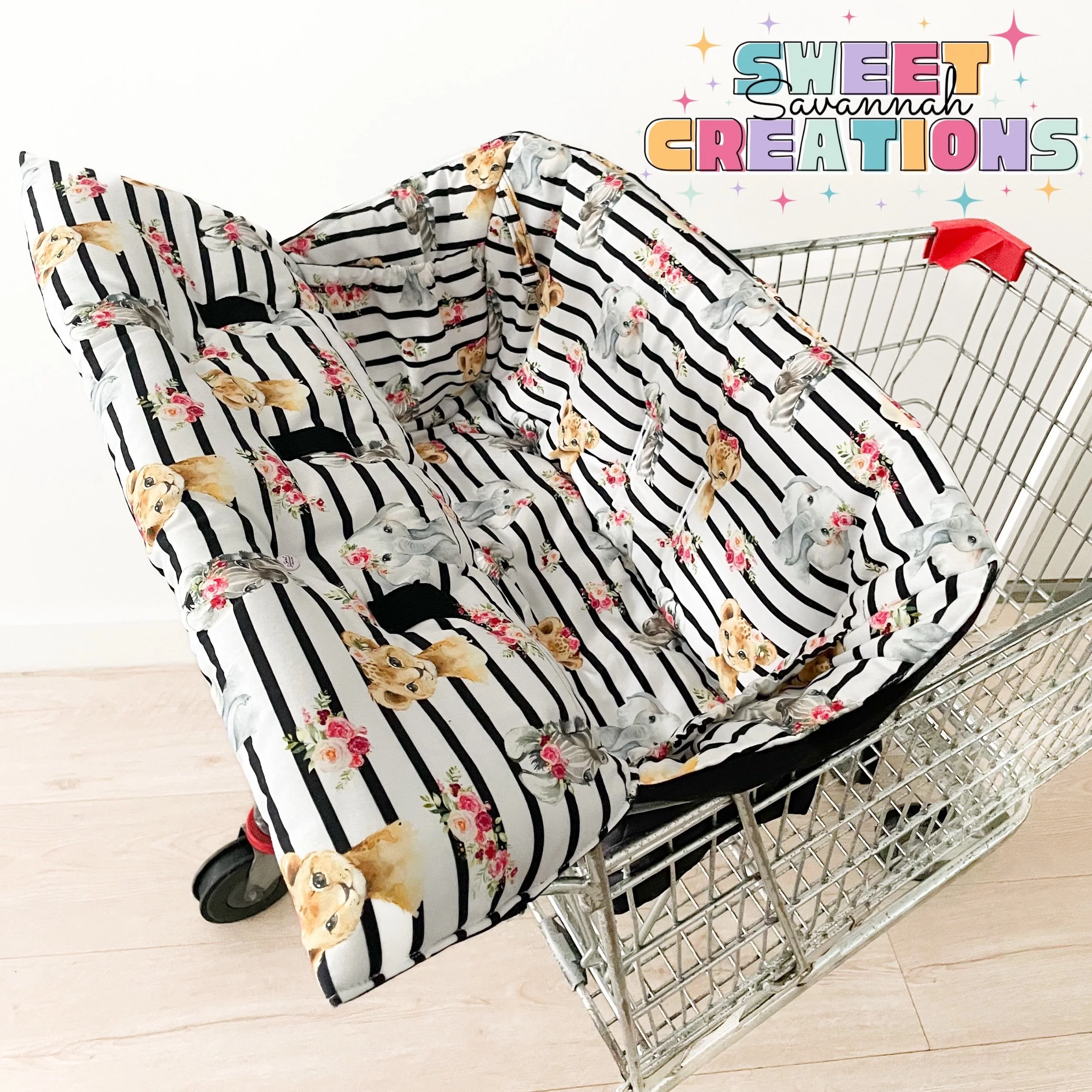 Safari Cubs - Shopping Trolley Seat Cover - Flower Crowns