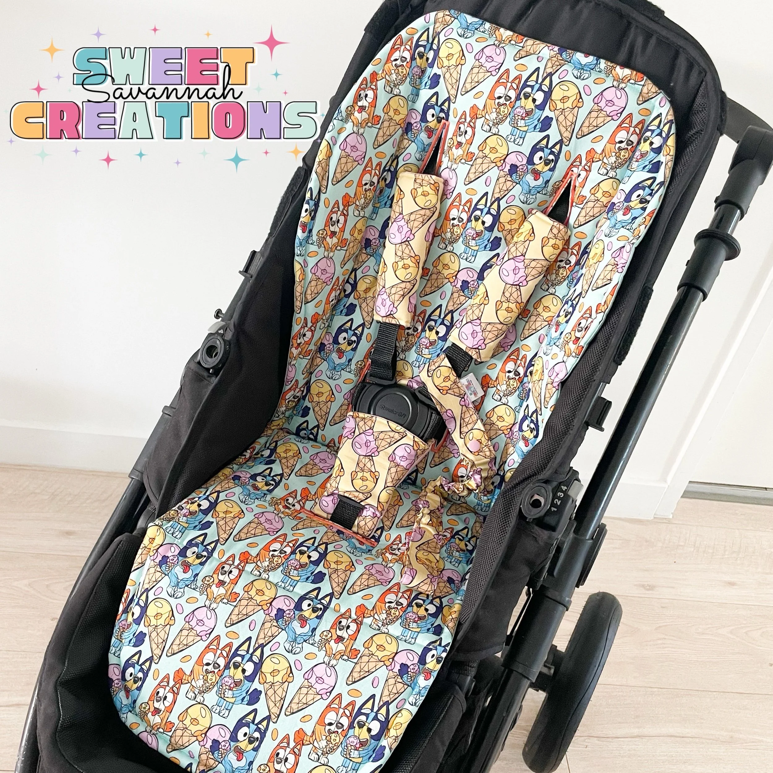 Ice Cream Heelers  - Universal Pram Liner Set