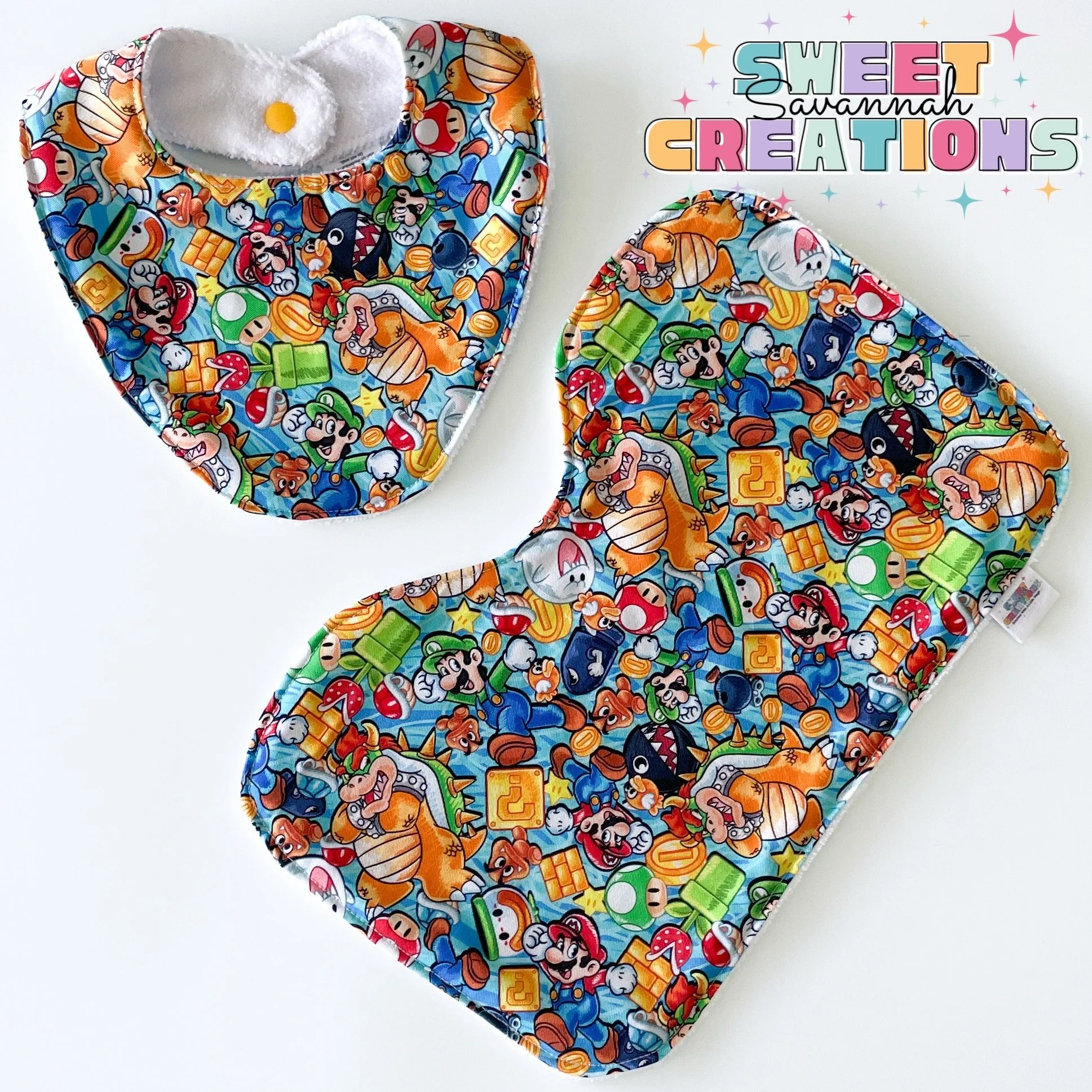 Super Bros - Blue - Dribble Bib & Burp Cloth Set