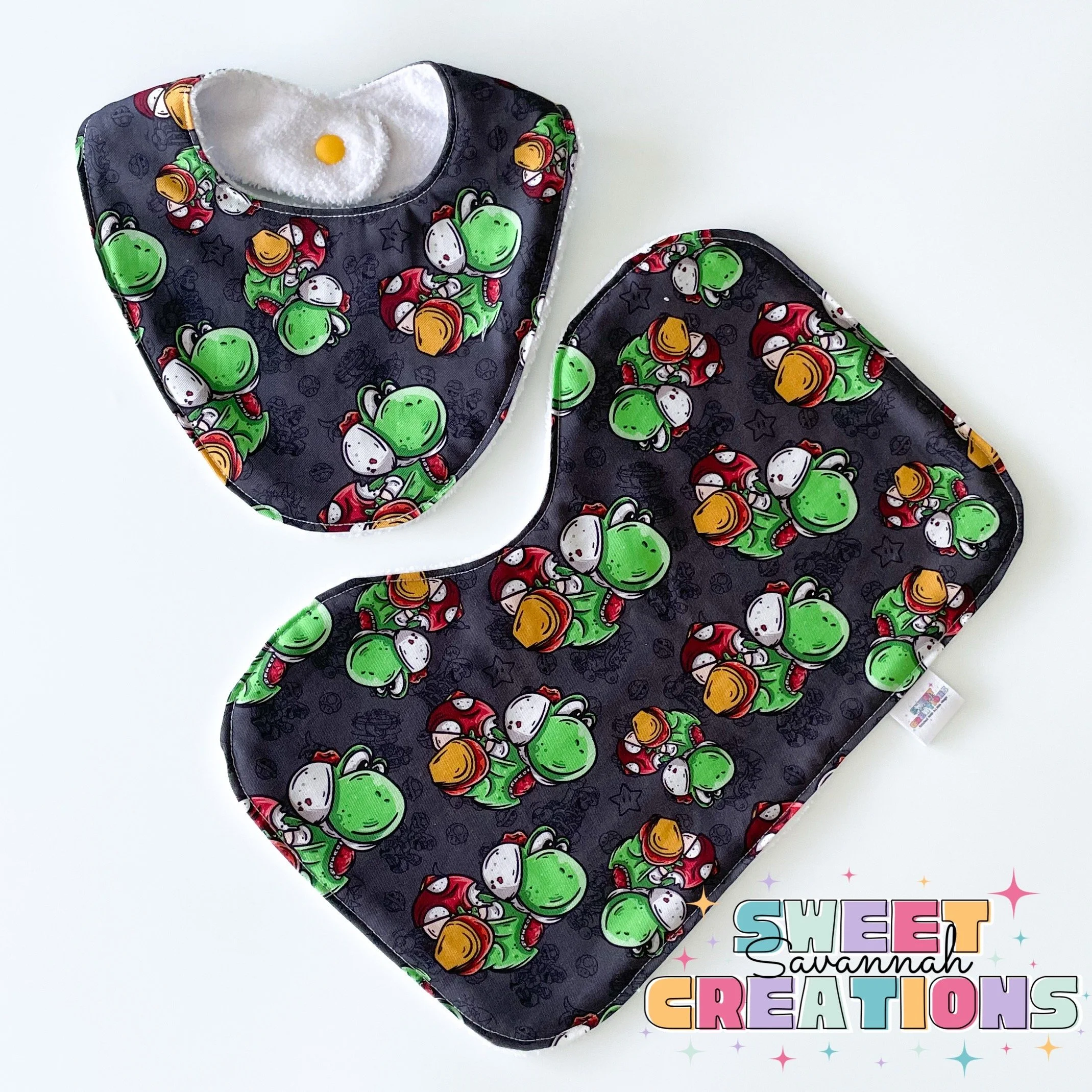 Super Green Dino - Dribble Bib & Burp Cloth Set