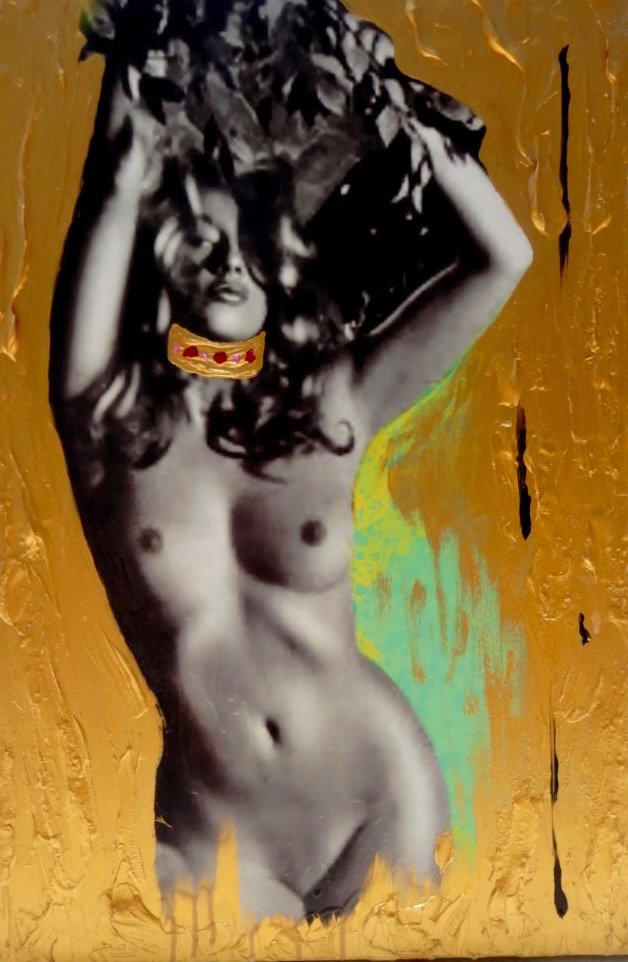 Title: Lady in Gold, 48 X 71, Medium: digital drawing and acrylic paint, Made in 2020, $120 Australian Dollars
