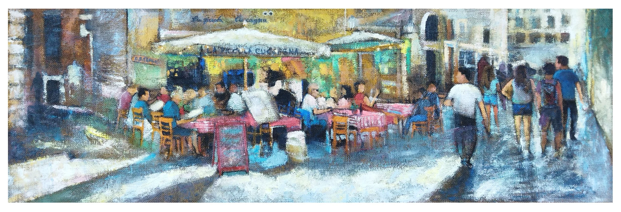 “La Piccola Cuccagna” 61 x 186 cm, acrylic on special canvas, Italy-Roma year 2023, price - 7,780 euros