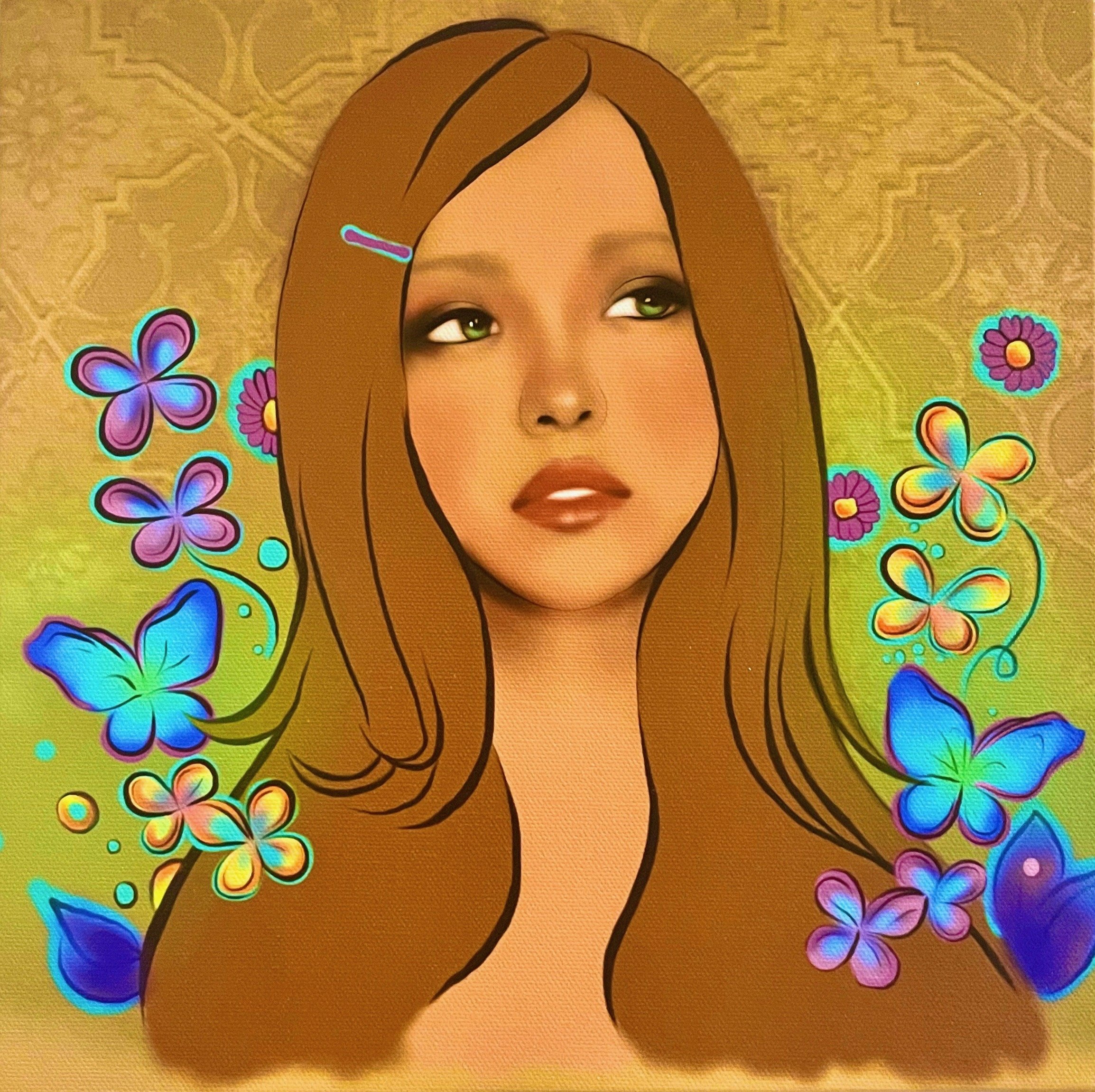 "Alice in Wonderland" , 28 x 28, Digital painting on canvas, $50