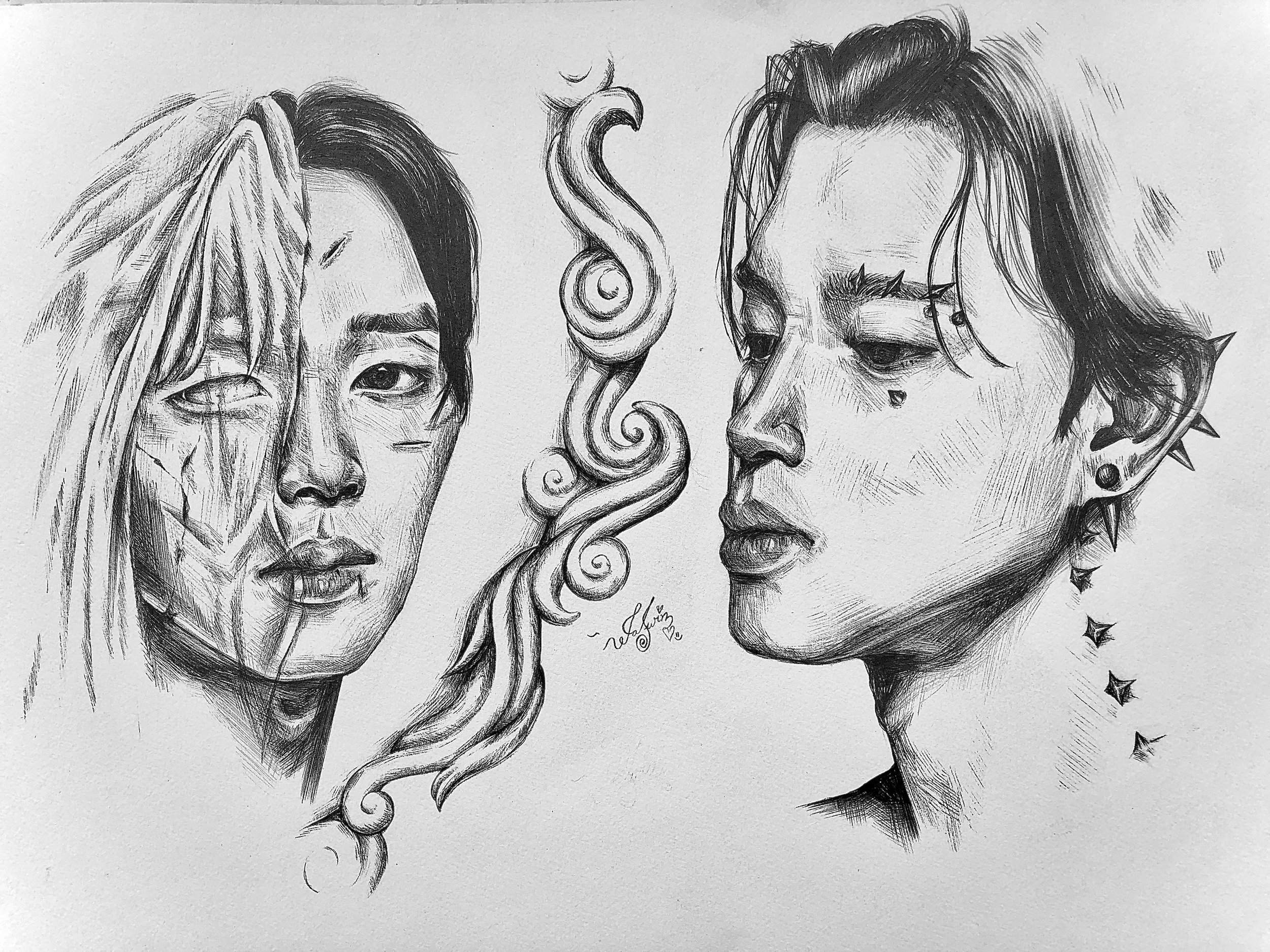 Title: Undefinable Face,
Size: A3,
Medium: Ballpoint Ink Sketch on 150 GSM Acid Free Paper,
Materials Used: Ballpoint Oil-based Ink Pen; 150 GSM Acid Free Paper,
Price: $95