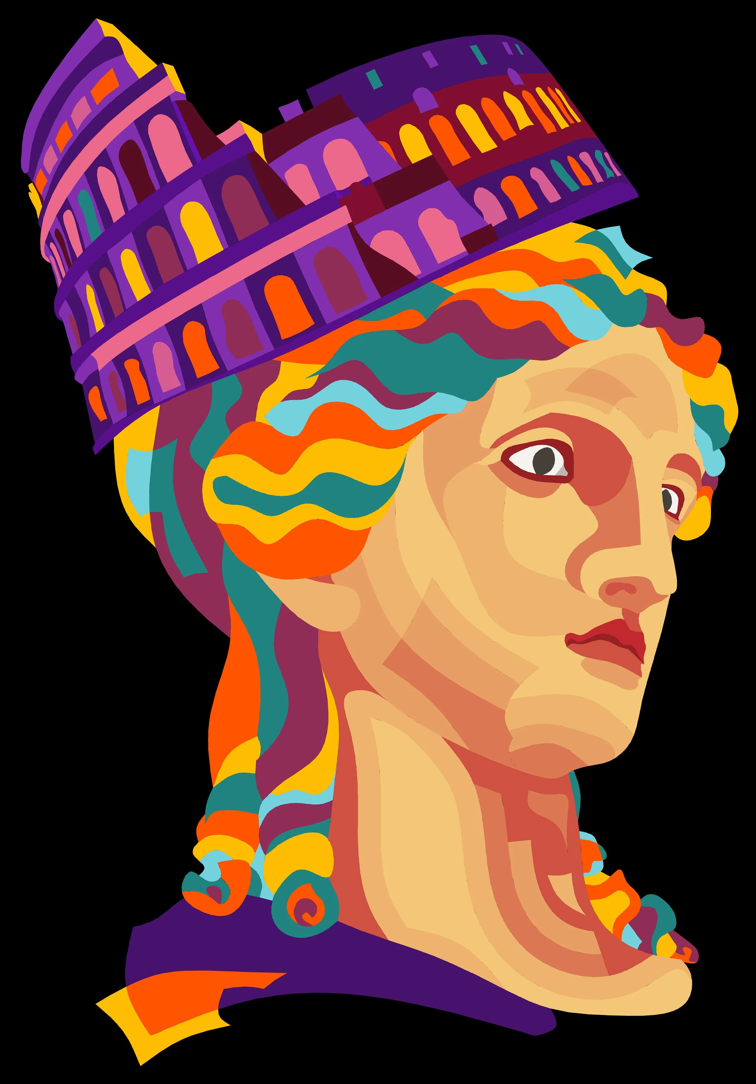 “THE COLOSSEUM CROWN”,
Digital, 35.45cm X50.8 cm, 2023,
Price: 240 USD per digital file,
Description:
Here I have used coliseum to show the another side of femininity.
Femininity is gentle, on the other hand it can be brutal. This illustration "a que