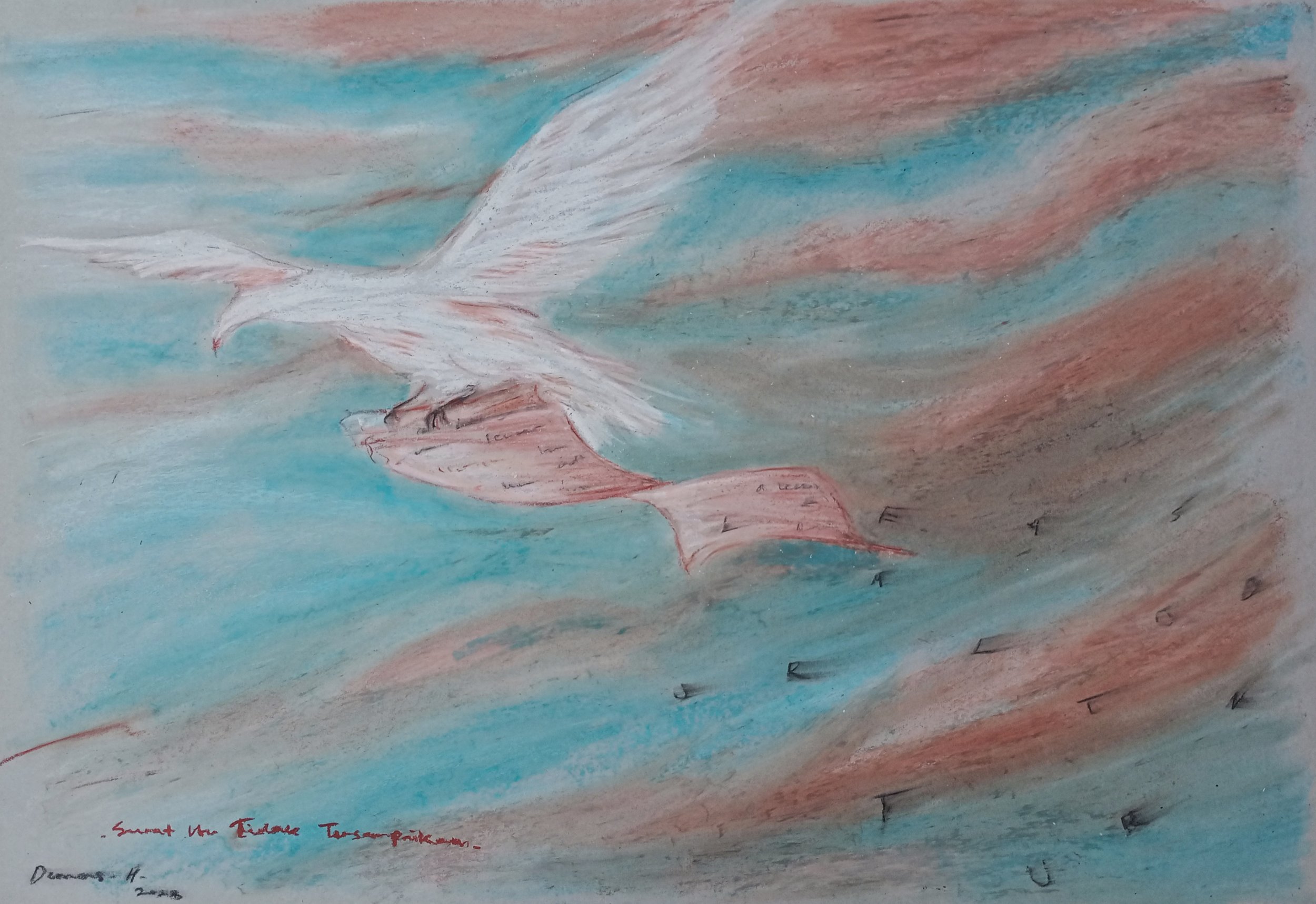 "The letter Failed" , 79x109 cm, oil pastel on paper, $ 500