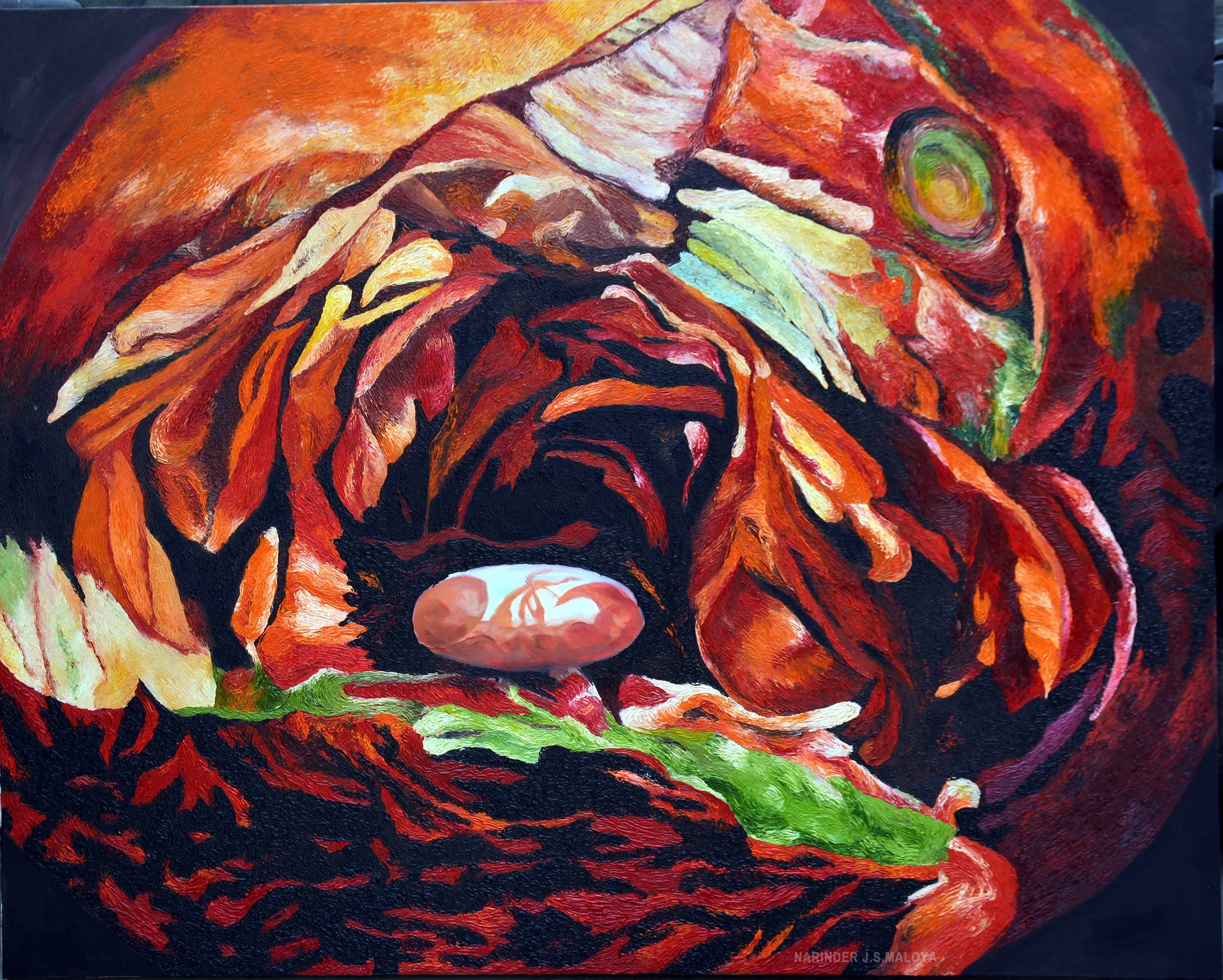 NARINDER J.S.MALOYA LIGHT OF LIFE, 48X60inchs, OIL ON CANVAS, price: 8,30,000