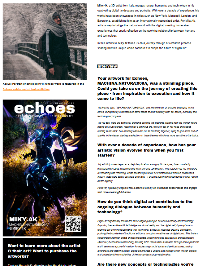 Sample Artist Interviews. 

(To visit & preview this artist interview page, click on me)