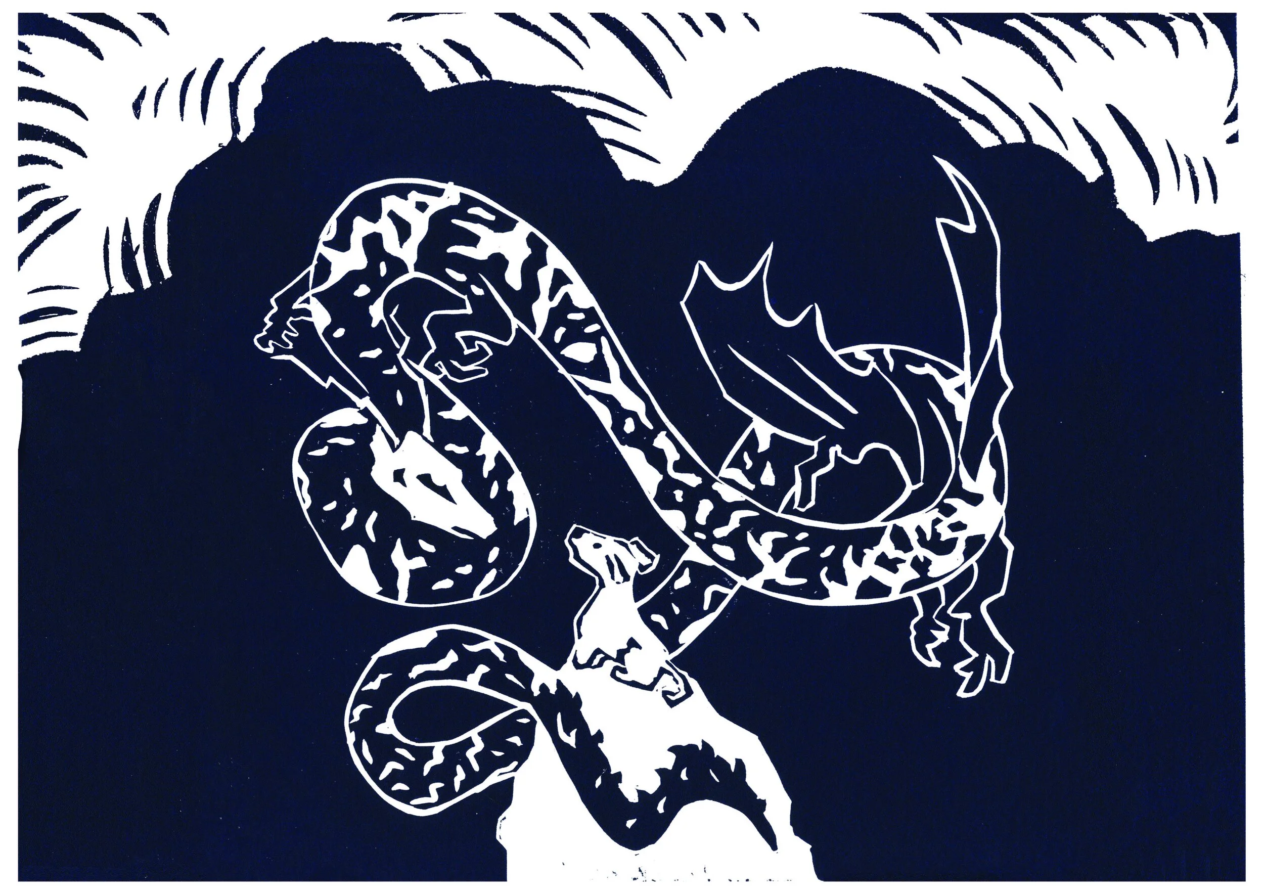 "The Dog and The Dragon", 420 x 297 cm, Linograph, £59
