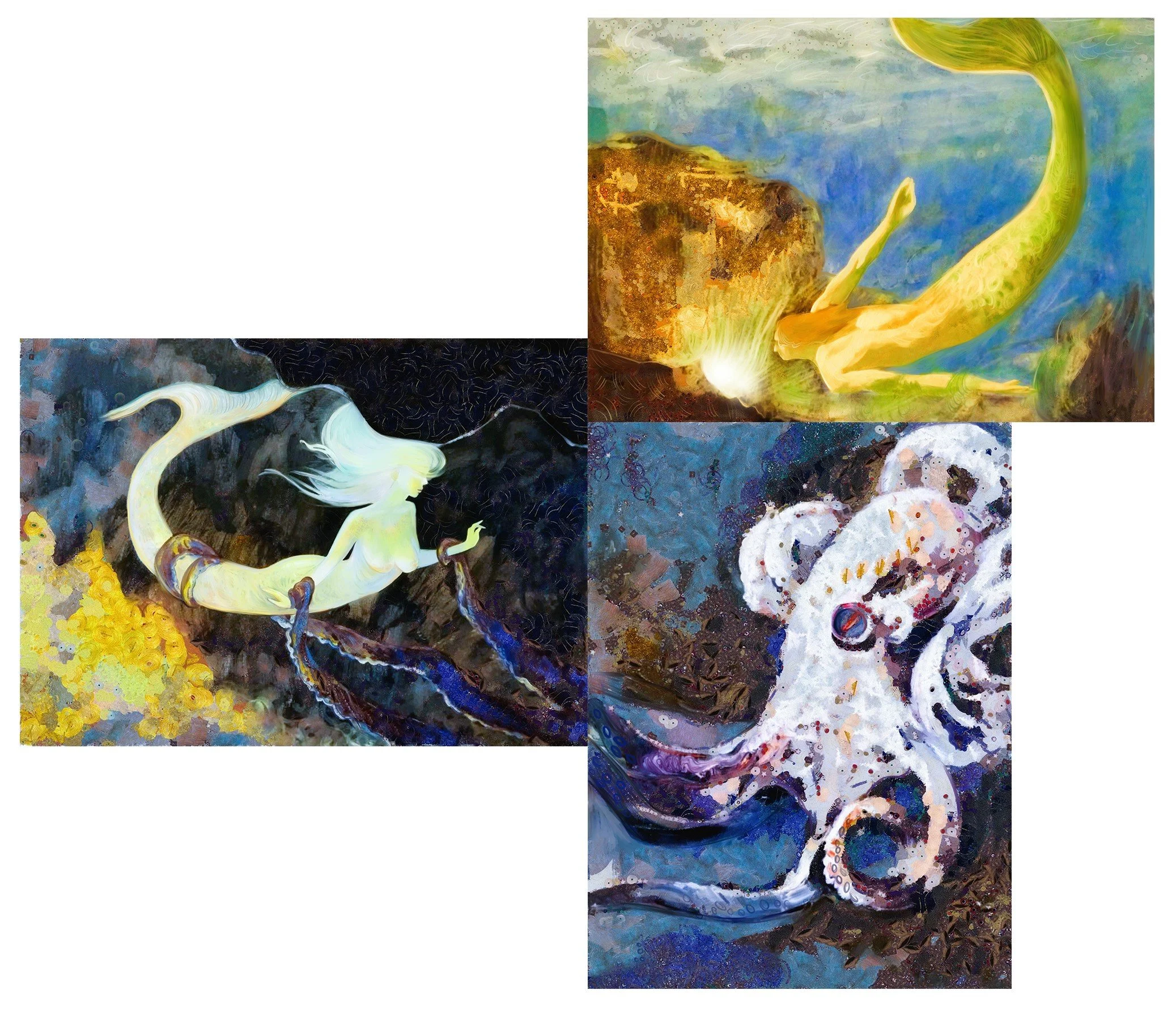 Digital and traditional way artwork “Under the water”, the year 2022 Italy, Rome