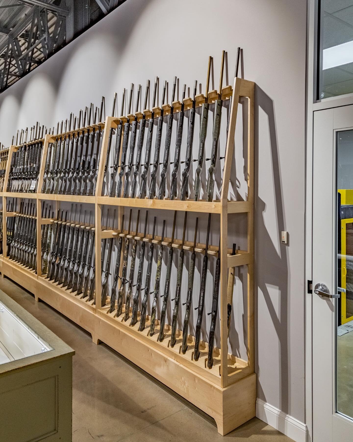 The patient wait for completion photos of this job has finally come to an end. These photos showcase 20 maple gun racks and their bases that were built last year for Euro Optic&rsquo;s new showroom! Again, great thanks to @northeast_real_estate_photo