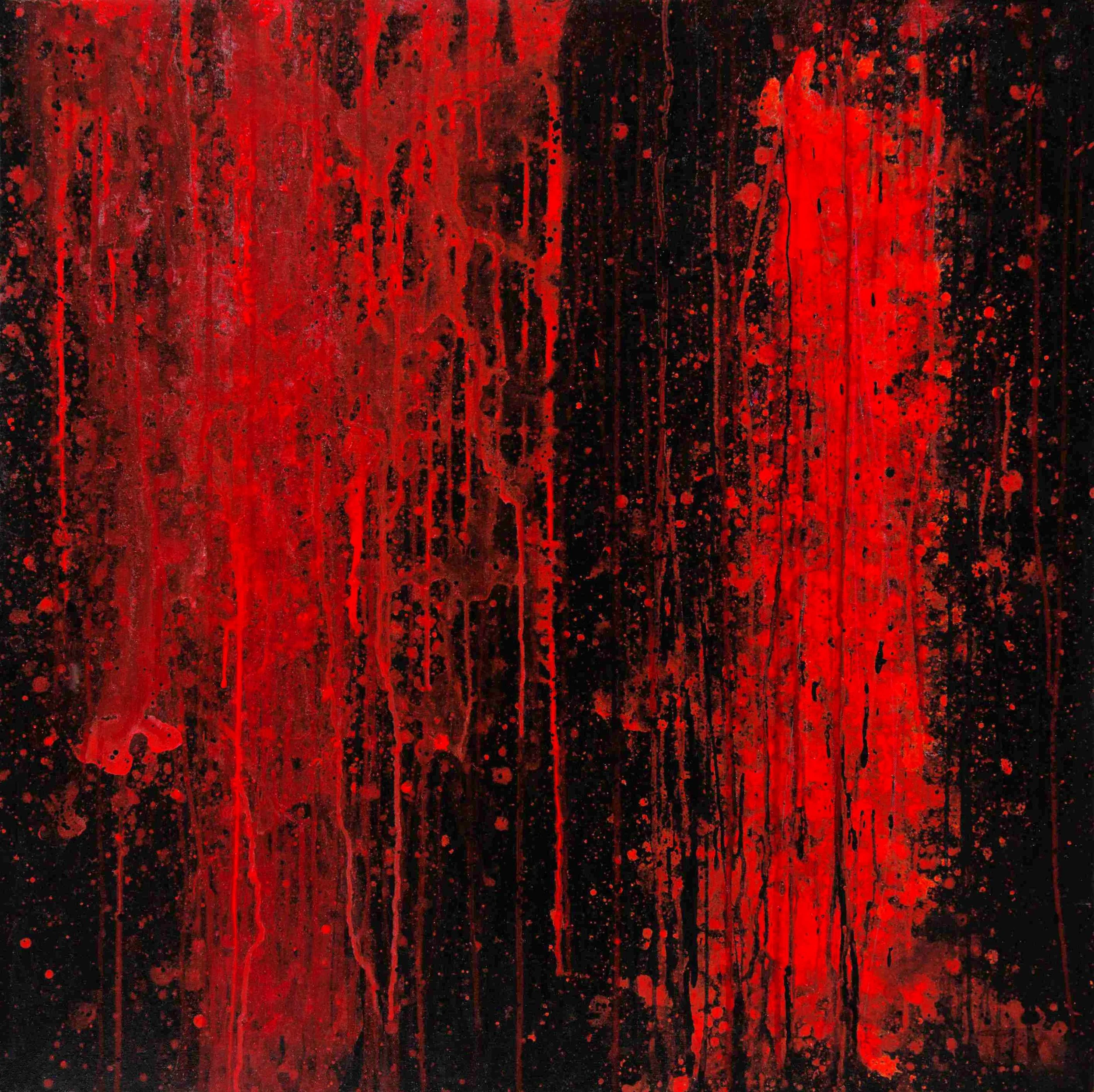 Javier Manrique, Rojo, 2025, acrylic on canvas, 36 x 36"