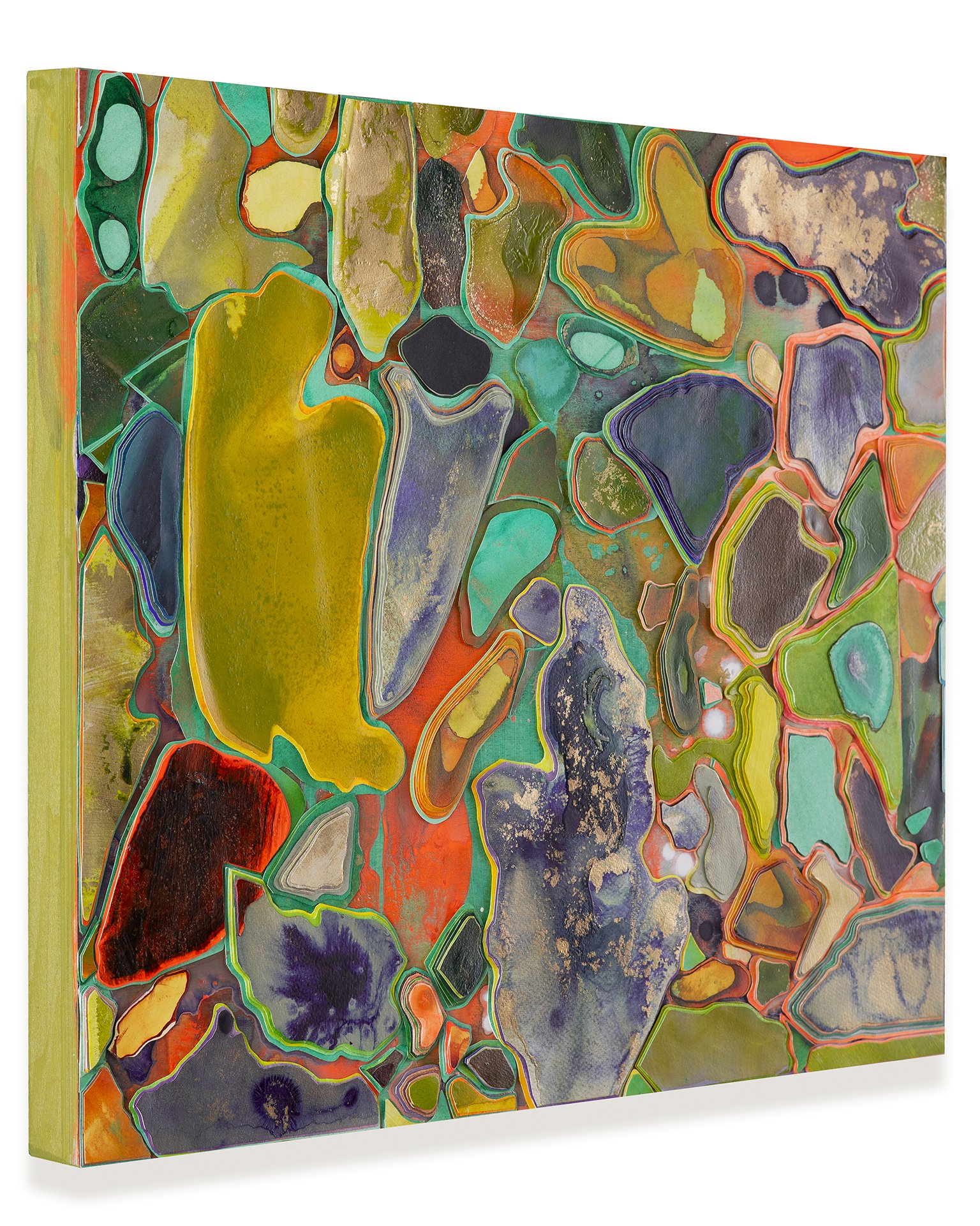 Title: Artemesia
Date: 2026
Dimensions: 20”x16”
Medium: hand painted, hand cut paper collage on wood panel
Price: $4500