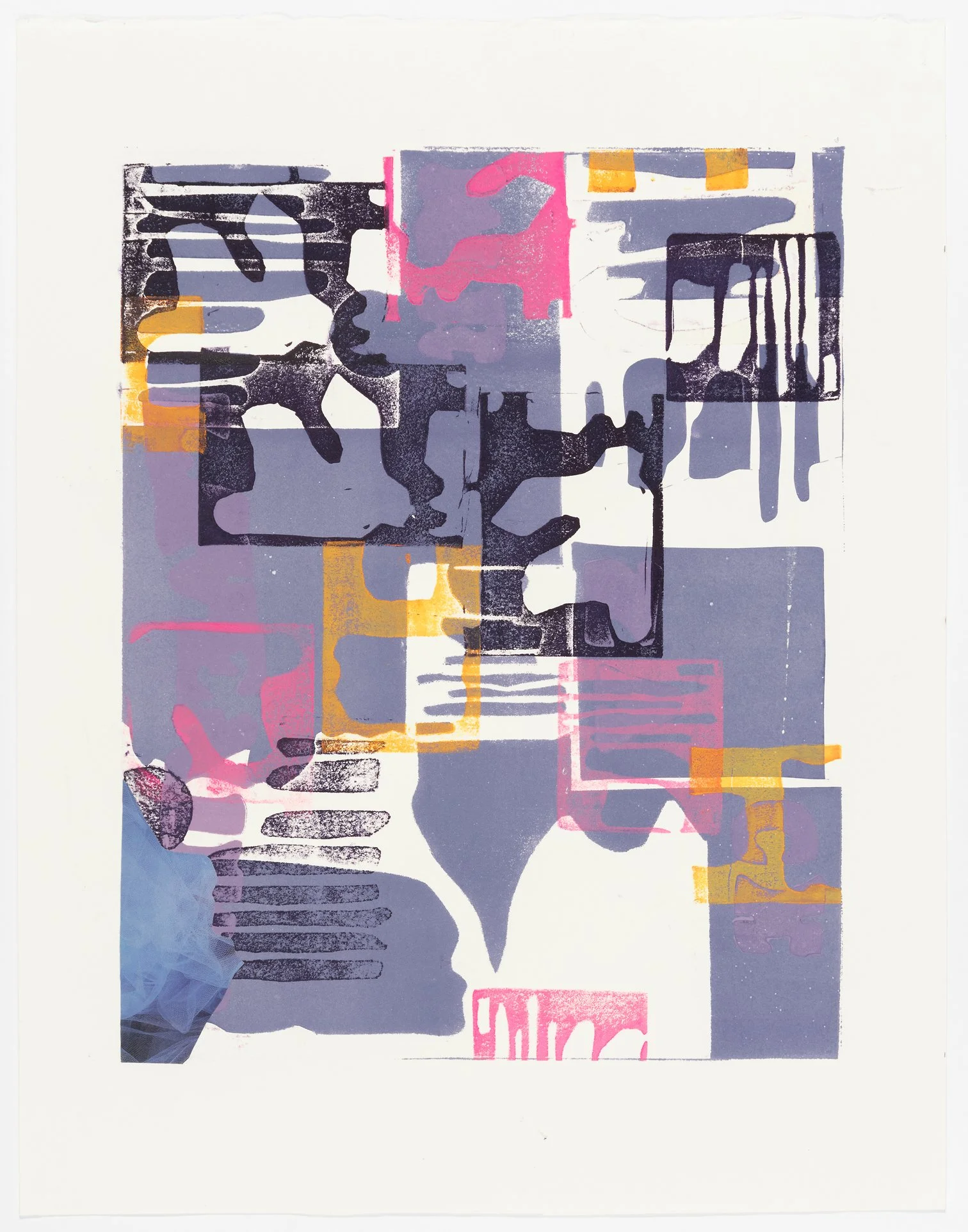 Lavender Menace, 2023, 14-¾ x 18-⅛ in., Monoprint and collage