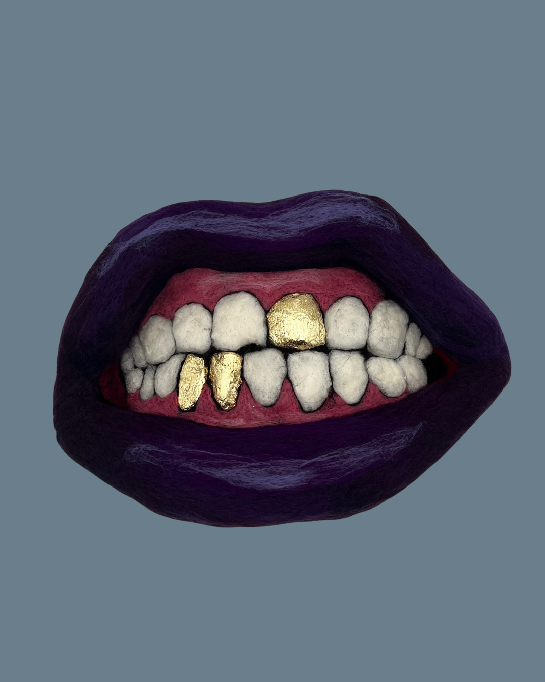 SOLD, Ben A., 24K gold leafing, wool over felted form, 