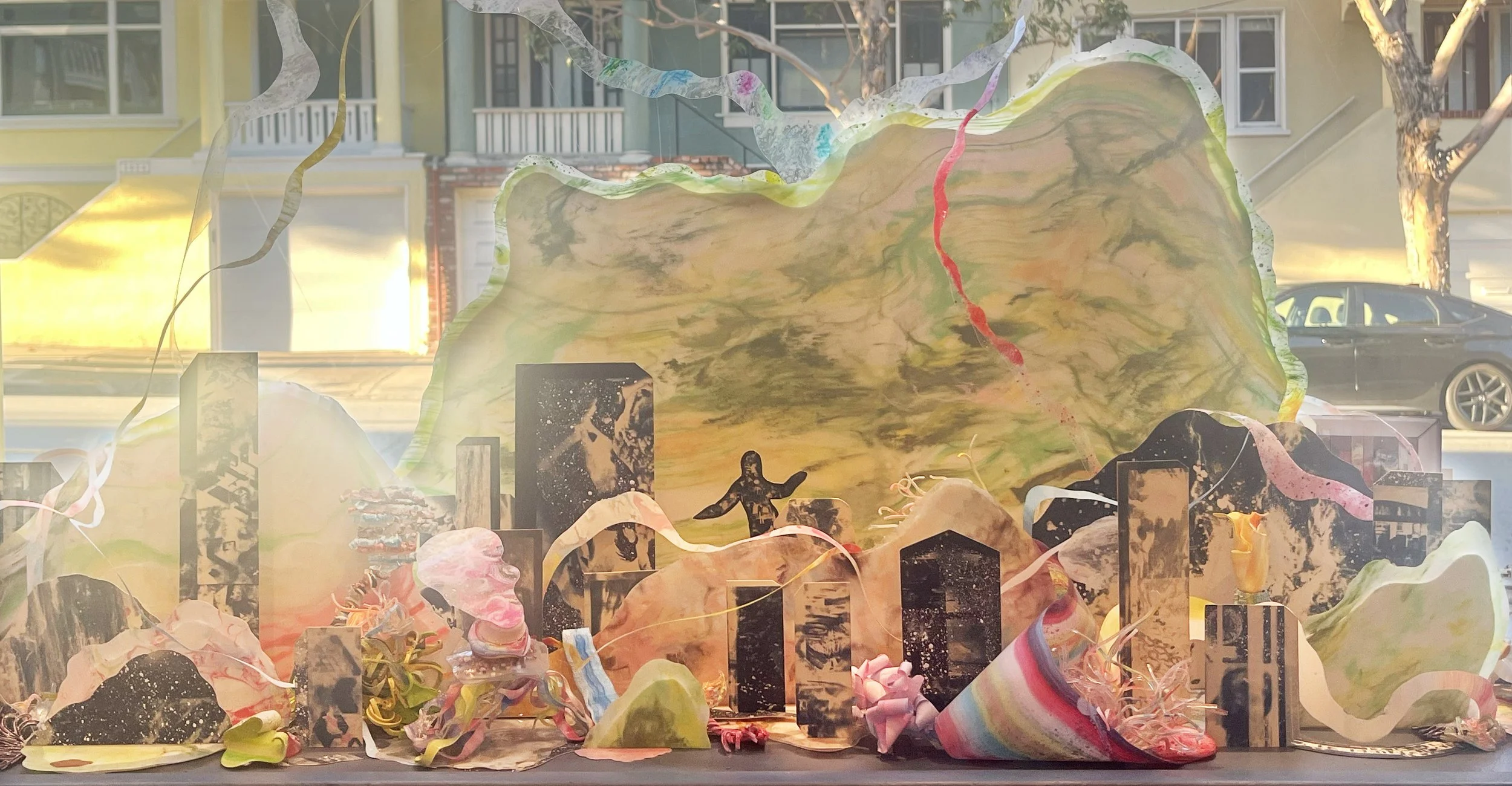 Brent Hayden, the world tour, 2026
polystyrene, acrylic, vellum, cyanotype, 3d pen, and collage, 40” x 24"
(price on request)