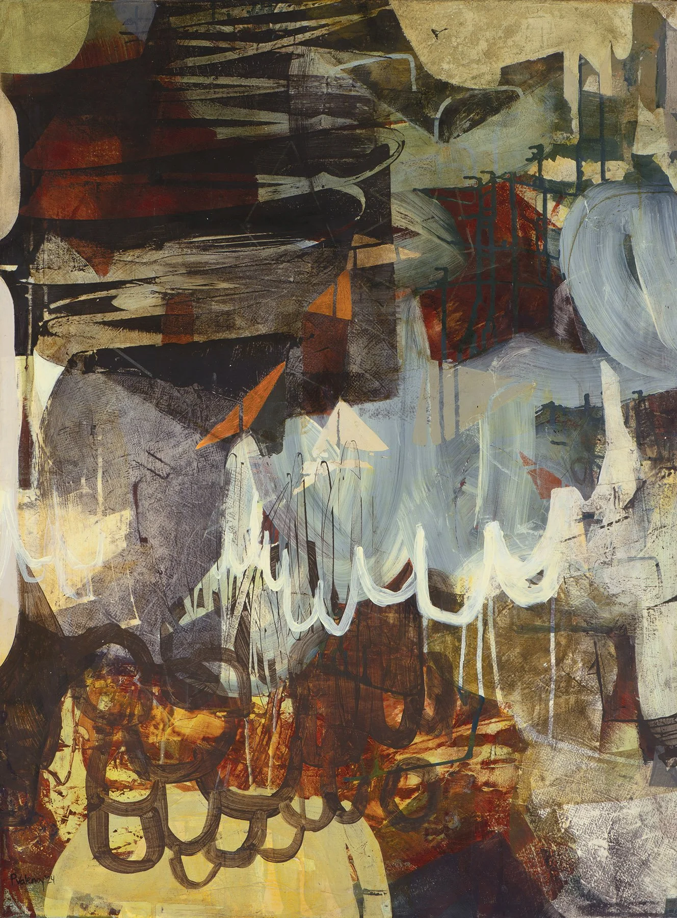 Bajotierra (Underground), 2024, Mixed media on canvas, 40x30in
$4,300.00