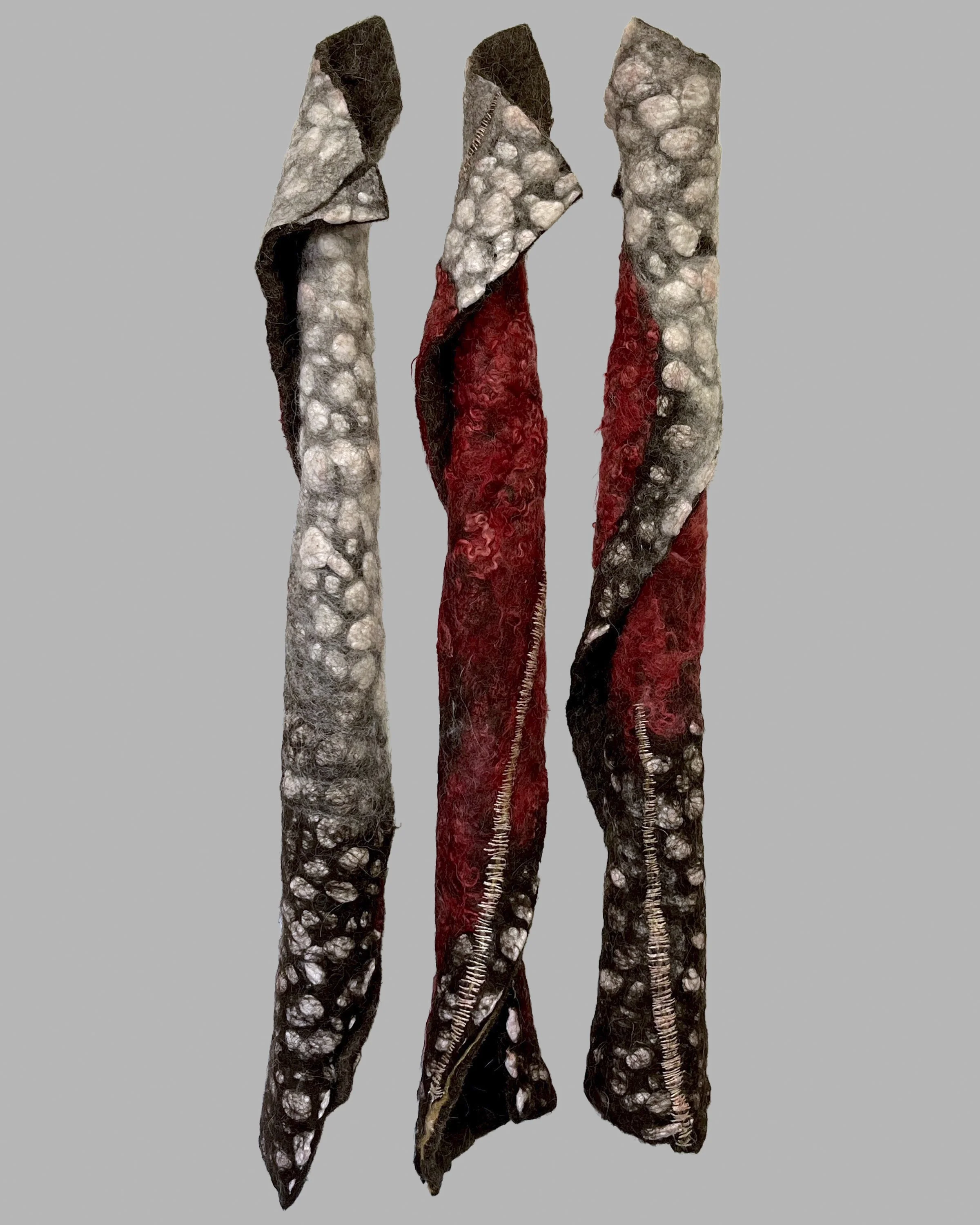 Sisters,  2023  3’ x 1’4”  Wool, silk; Cochineal dye  $1,200.