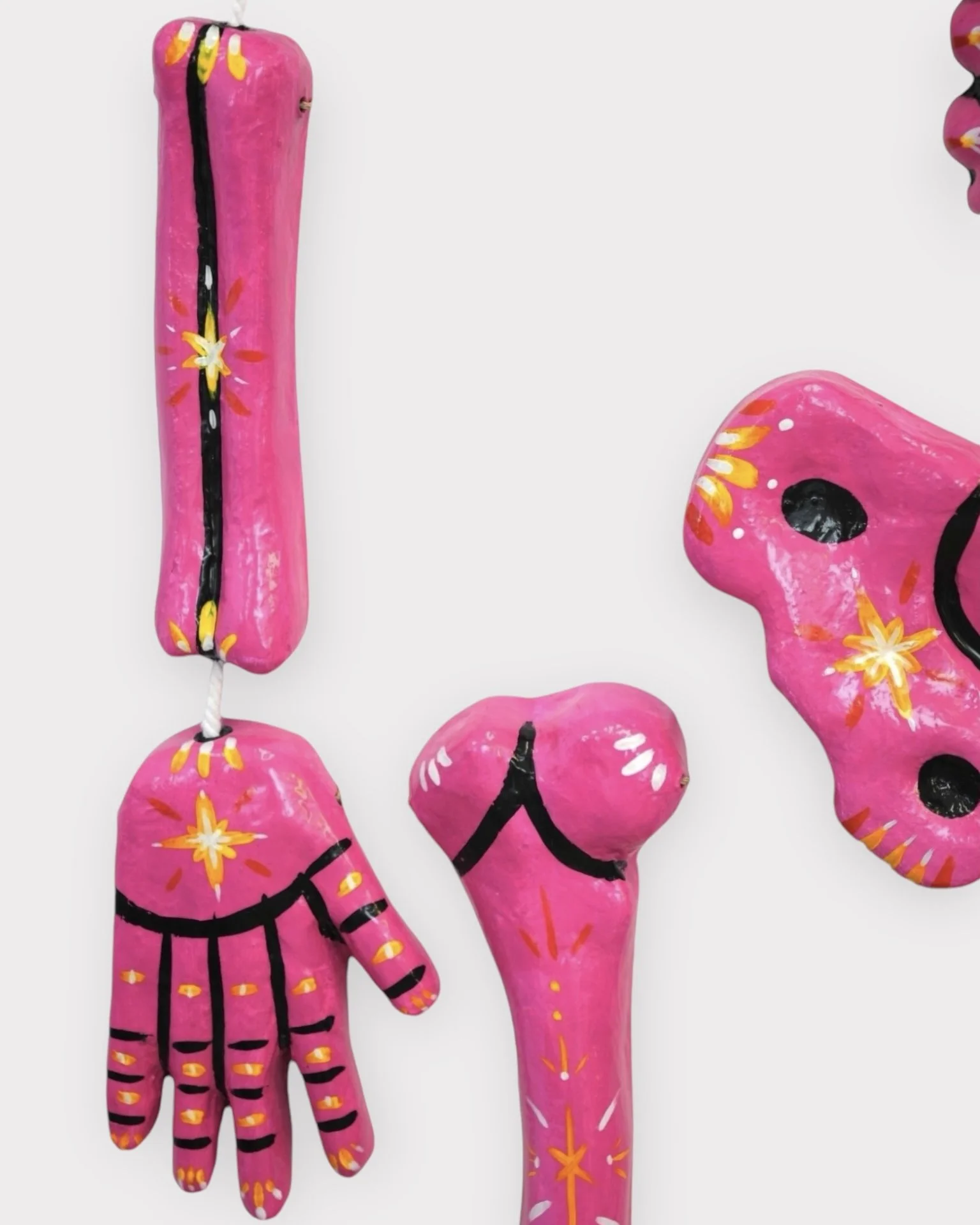 You Don't Have to Wear a Mask (Pink) Detail, 2024, Paper Mache, Acrylic Paint, Artist Resin 5' x 2' x 5 in.