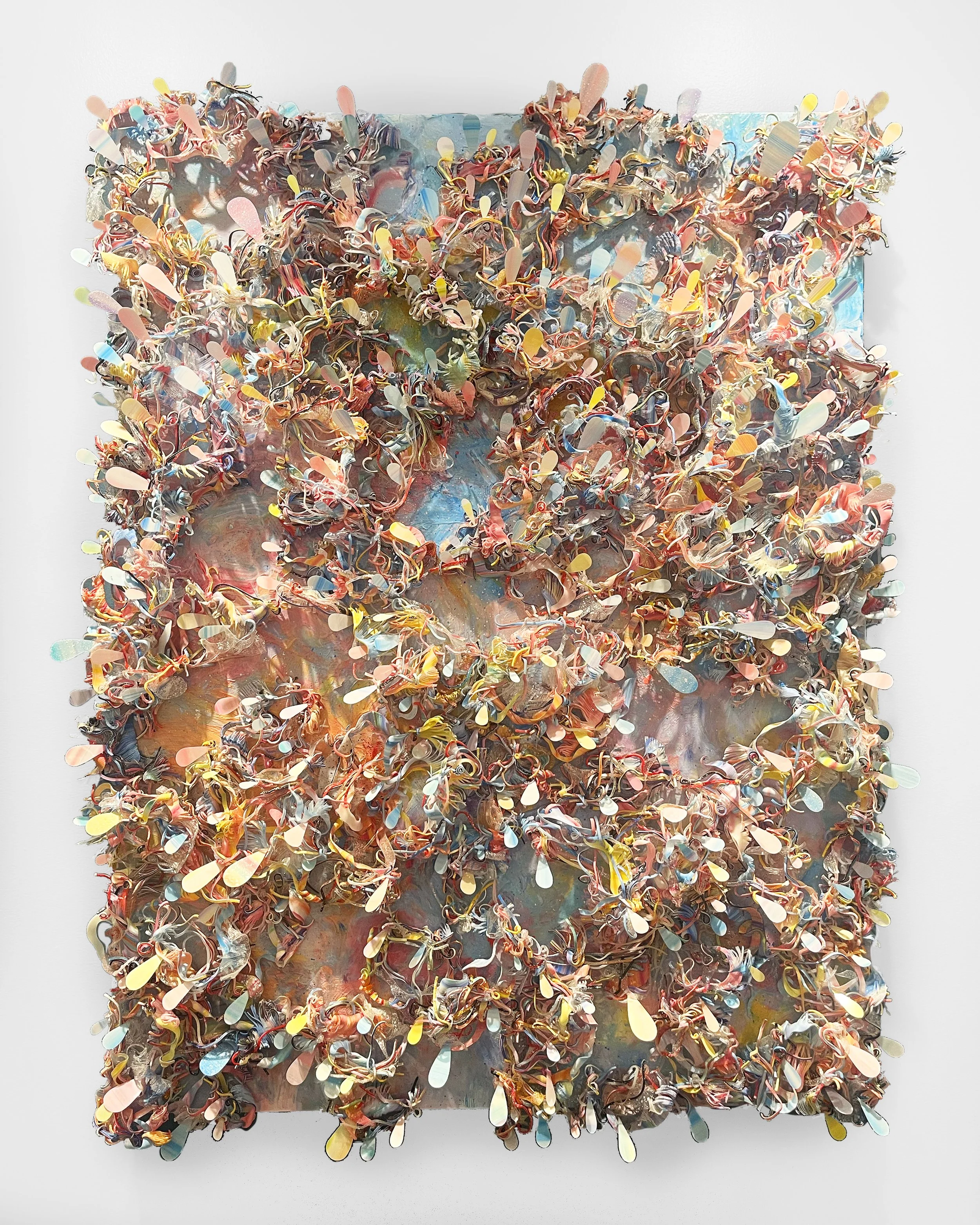 Brent Hayden, from a rose (homage to Defeo), 2021, acrylic, plaster, molding paste, hard gel, and polystyrene on panel, 
40” x 60”

$4,000