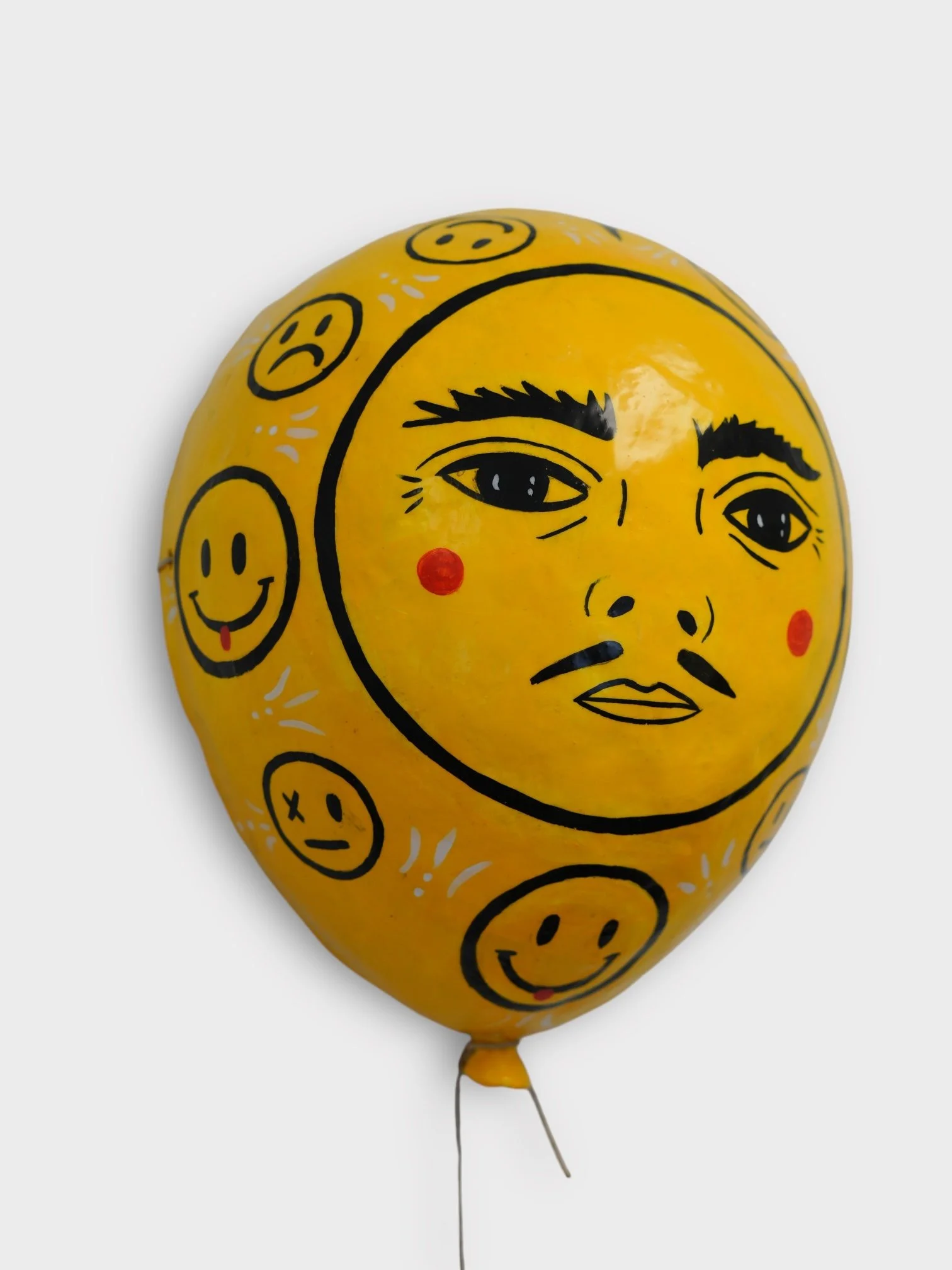 Trying Not to Pop in a Crowded Bus, 2024, Paper Mache, Acrylic Paint, Artist Resin 11.5 x 9 x 5 in.