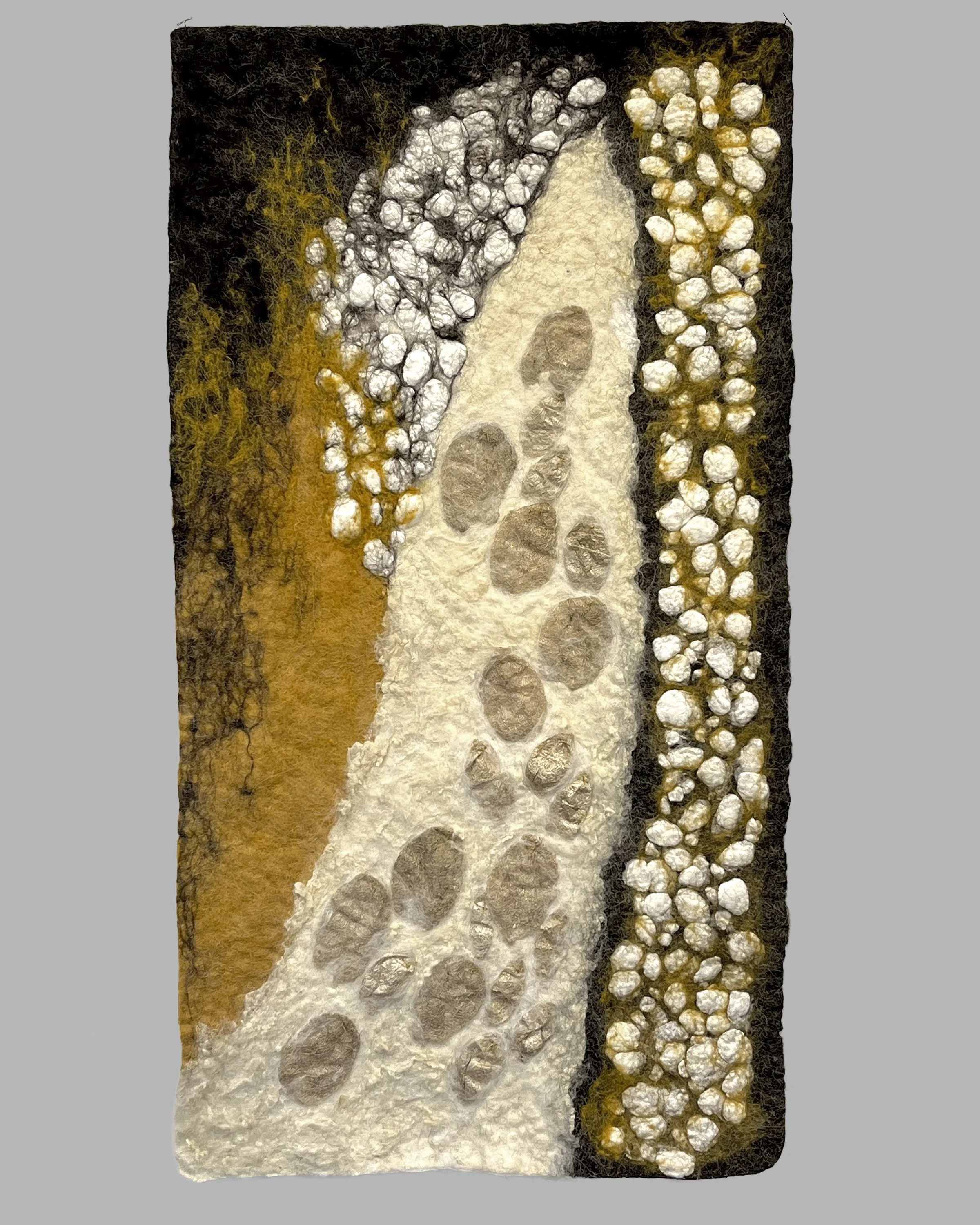 Gold Wound 1,  2023  3’ x 1’8”  Wool,, silk; Marigold dye  $1,400.