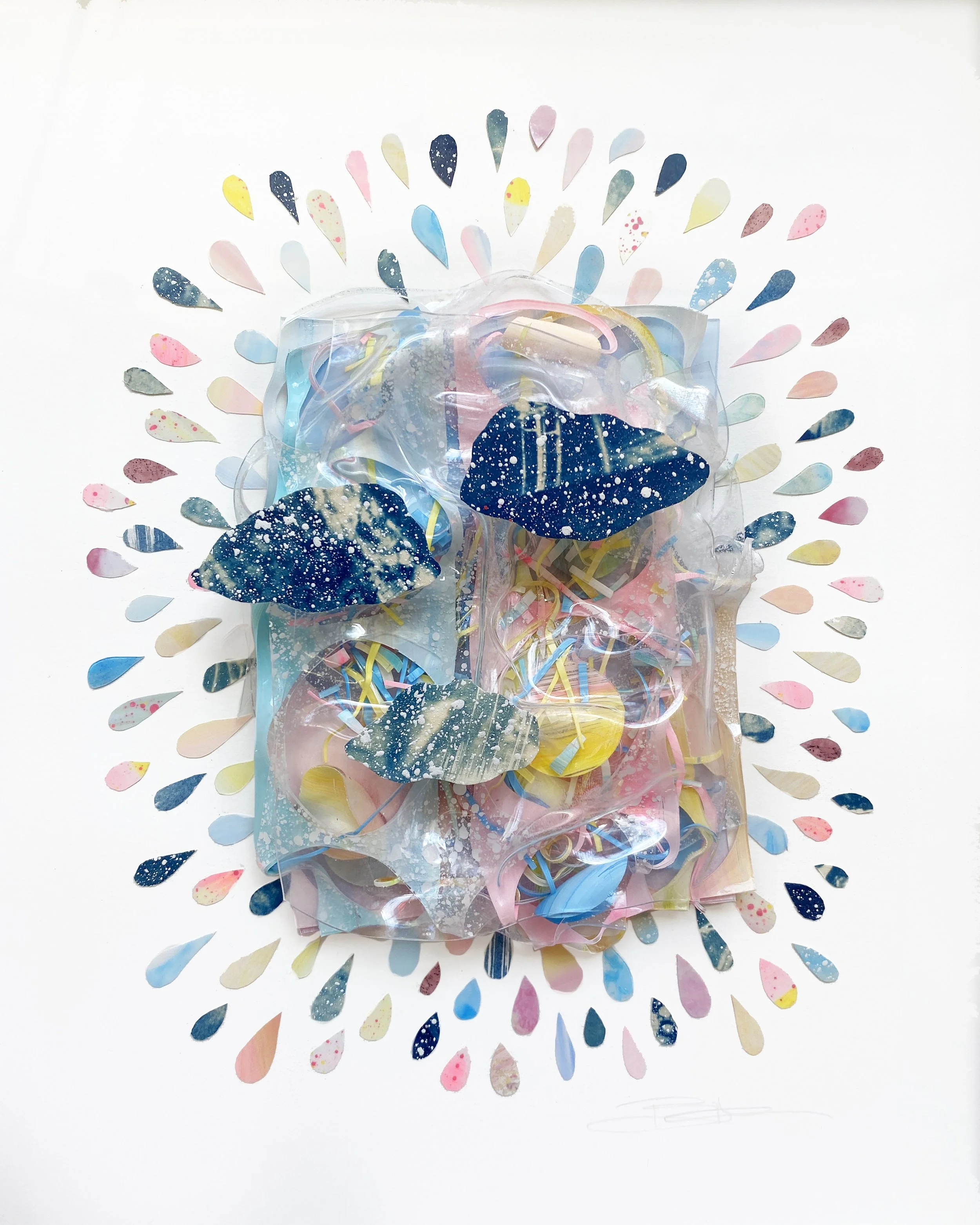 Brent Hayden, visions of spring,
how about you come a little sooner this year?, 2021, polystyrene, vellum, and cyanotype on archival cold press, 11” x 14”
$750