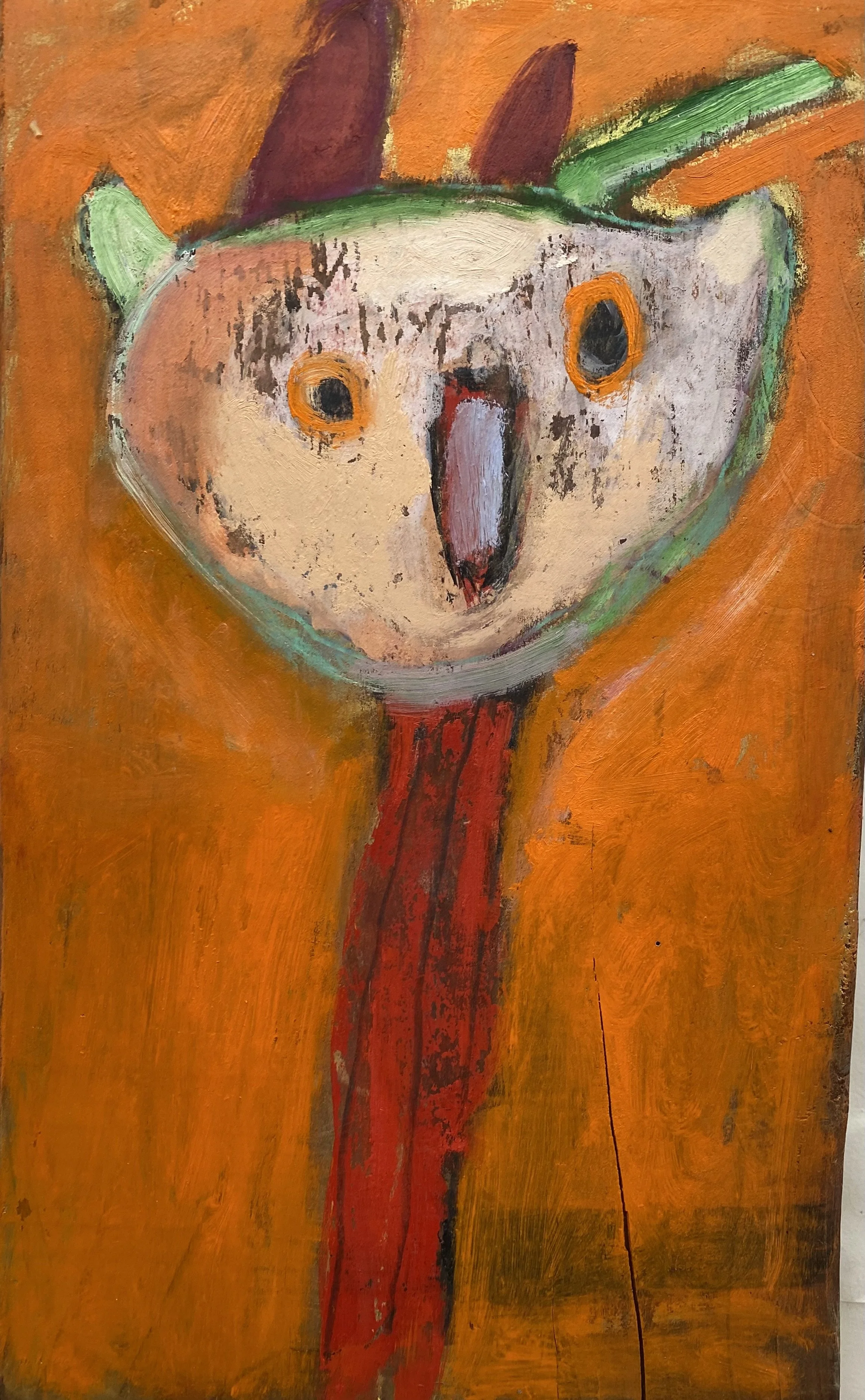 Skinny Orange, 2025, Oil and Acrylic on Wood, 13.5 x 7.5"