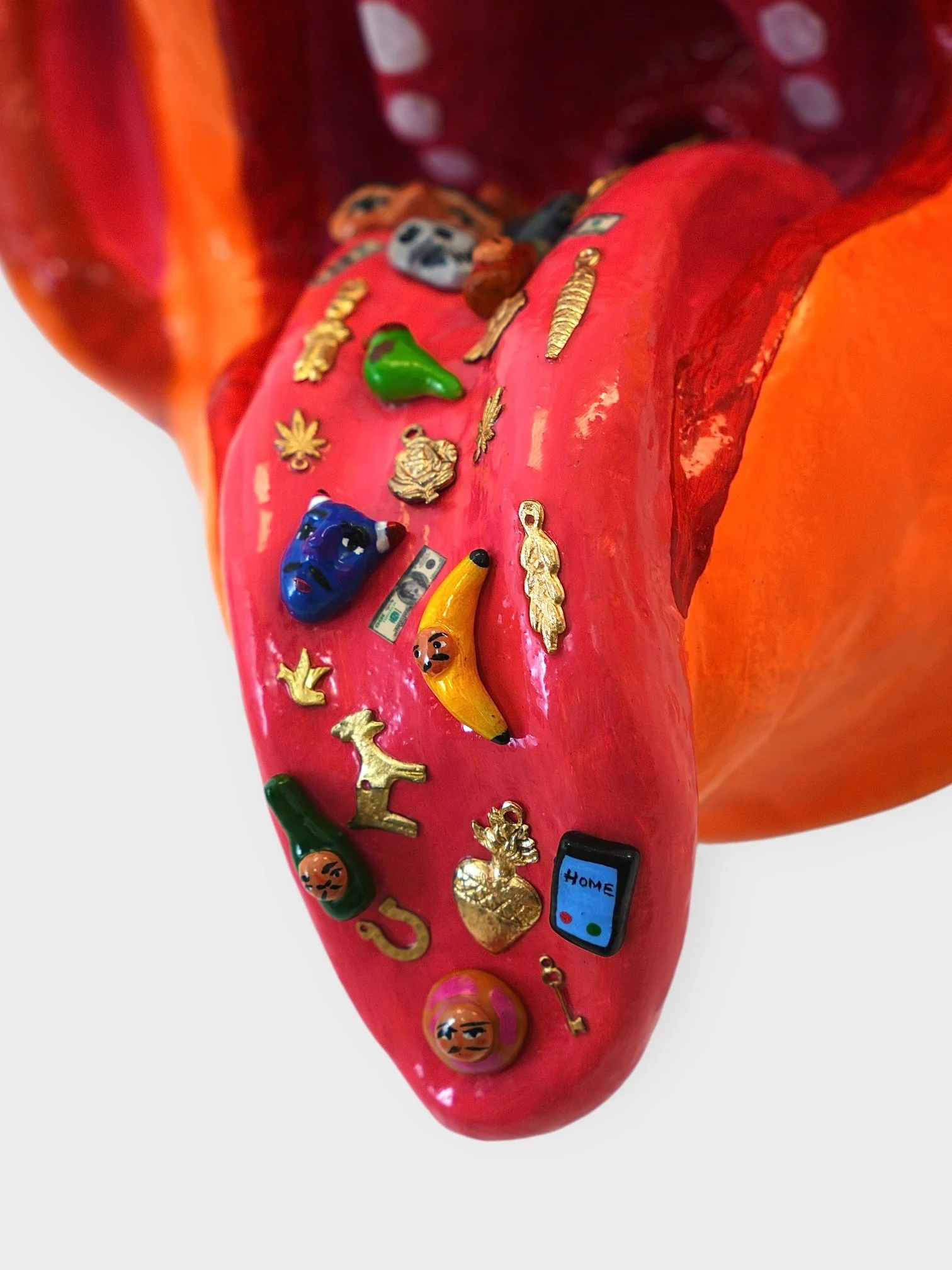 Chasing Luck (Detail), 2024, Paper Mache, Acrylic Paint, Artist Resin 20 x 14 x 7 in.