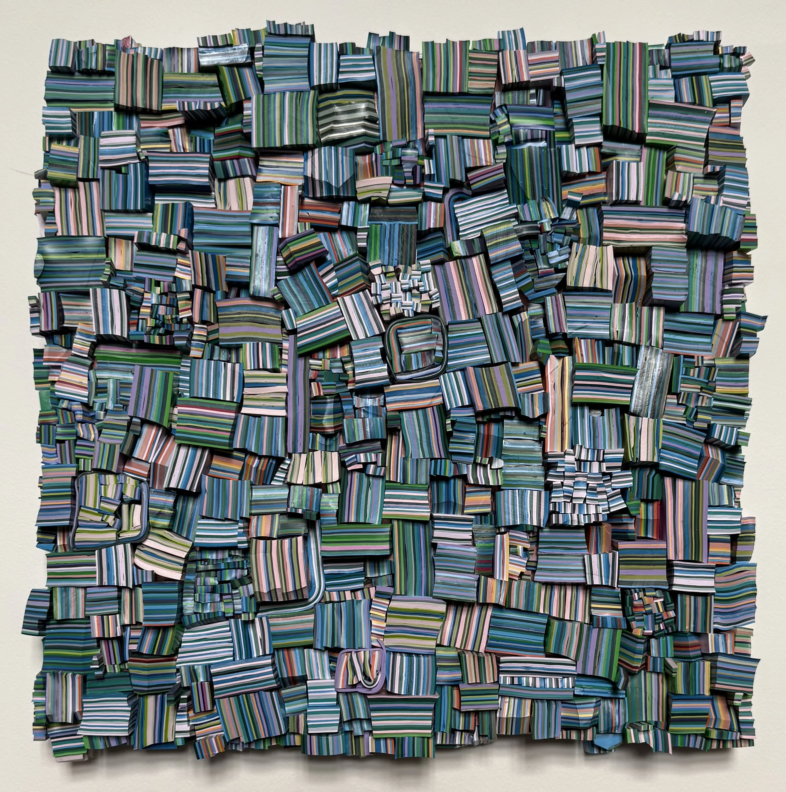 Bussie Parker Kehoe, Rock Candy, 2025, 13”x13”x2”, Reclaimed house paint on wood panel
SOLD