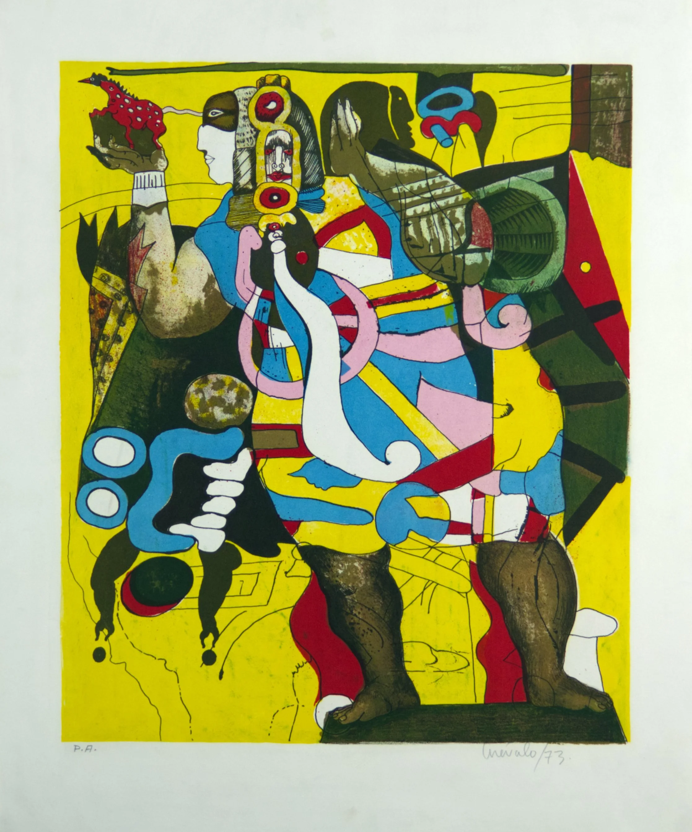 Javier Arevalo, untitled, PA, 1973, 	lithograph			25 x 20in framed, SOLD