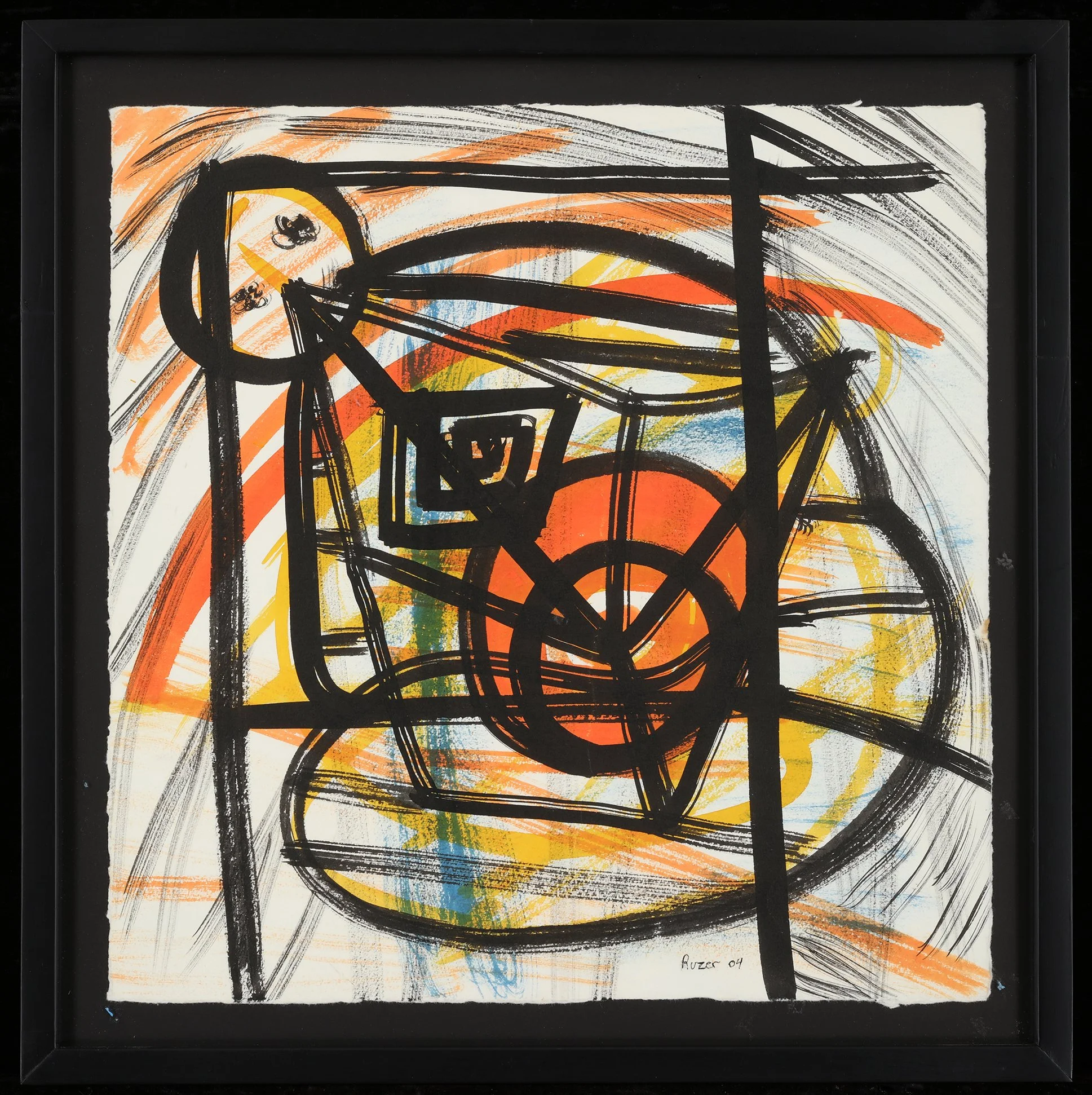 Javier Ruiz, Abstract, 2004, Ink/crayon on paper, 18.5 x 18.5in framed, $250